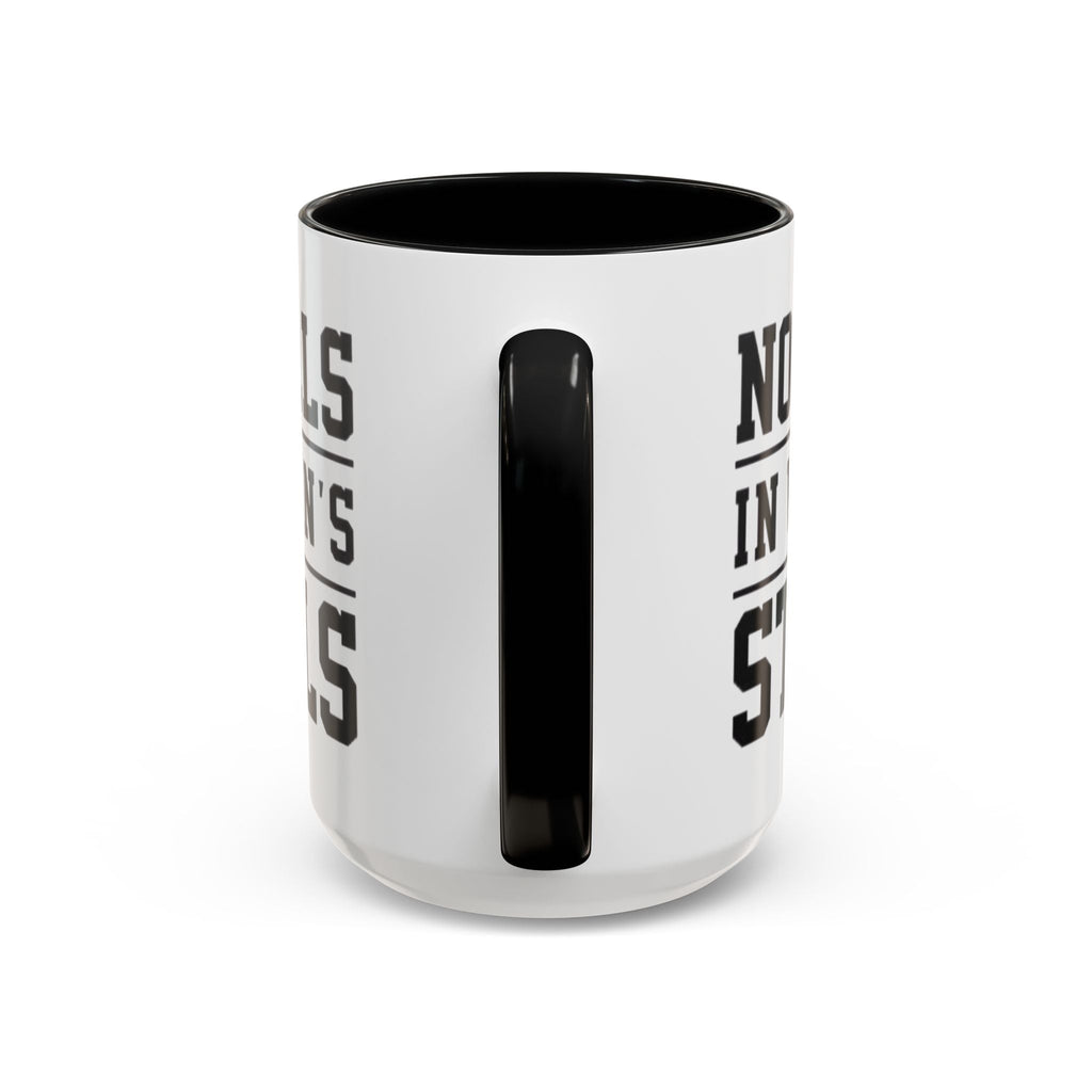 The Lord Says No Balls in Women's Stalls Accent Coffee Mug — Bold Typography 11/15oz Printify