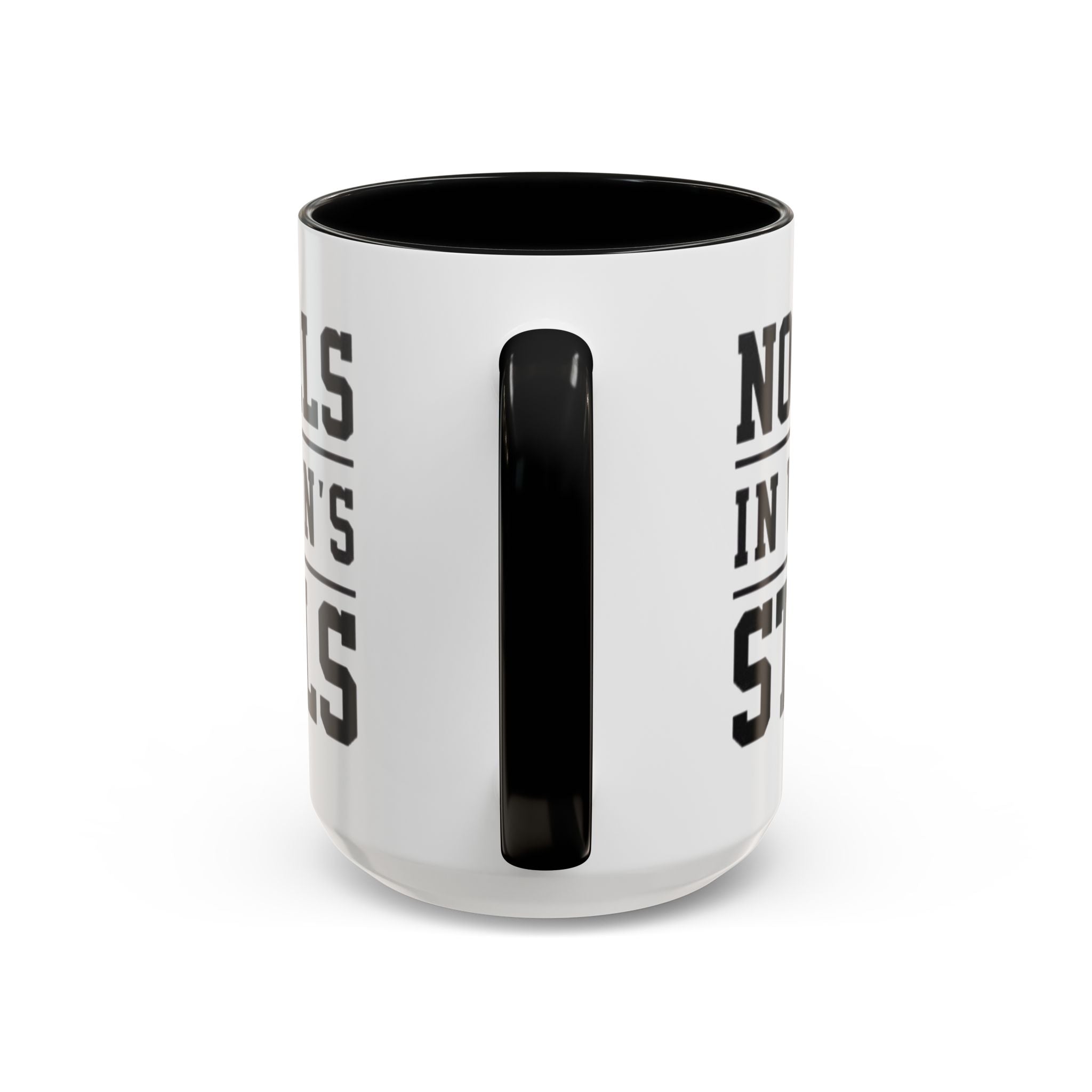 The Lord Says No Balls in Women's Stalls Accent Coffee Mug — Bold Typography 11/15oz Printify