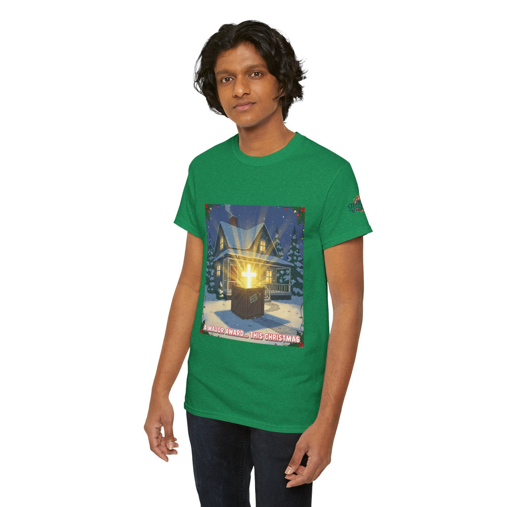 A Major Award This Christmas T-shirt – Fragile Leg Lamp Parody Cross Unboxing Christian T-shirt for Hilarious Faith & Holiday Glow Printify