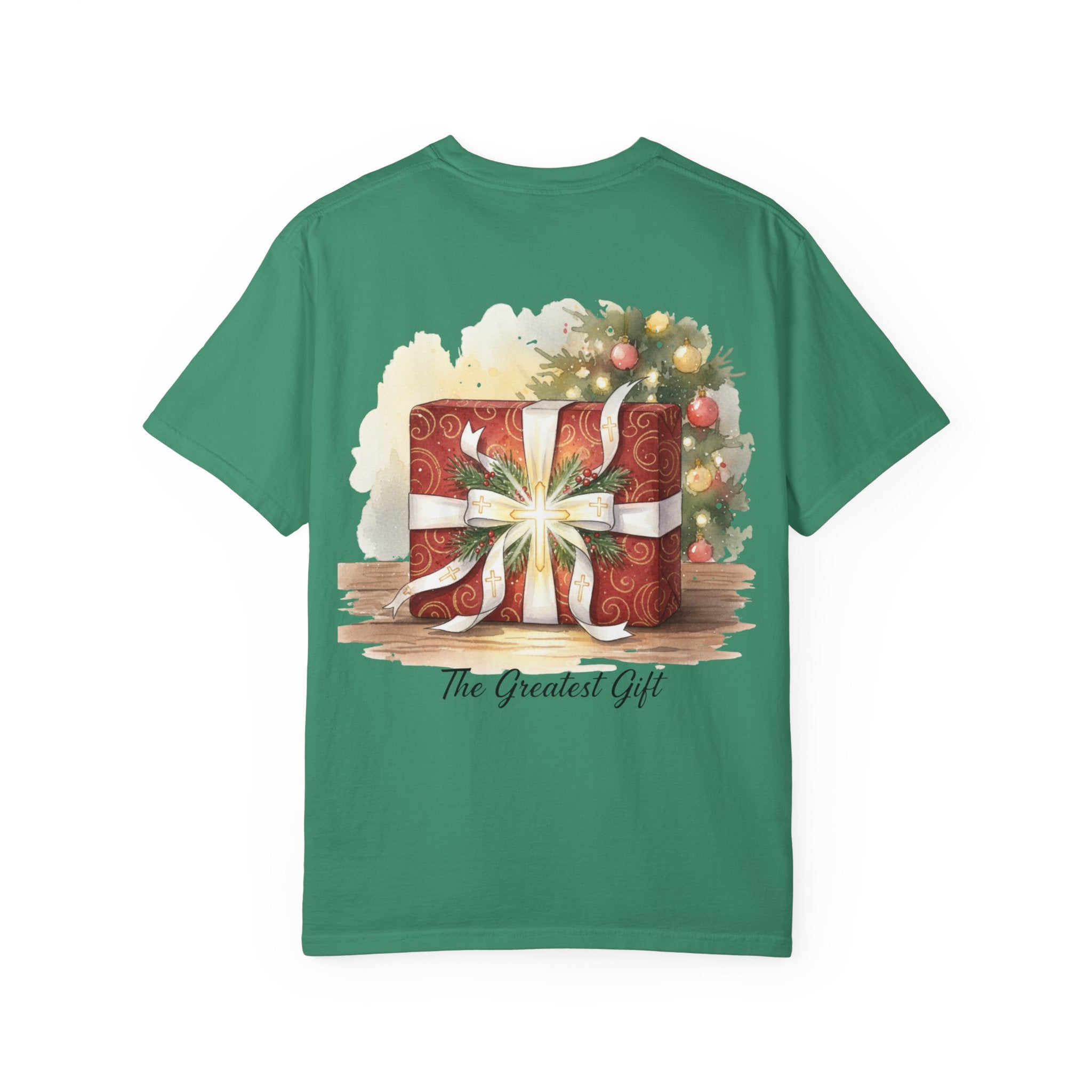 The Greatest Gift T-shirt – Cross Bow Present Christian T-shirt for Christmas Salvation & Eternal Faith Printify