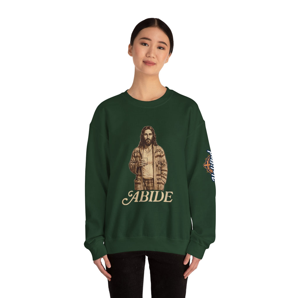 Abide Jesus Sweatshirt — Vintage 'The Dude' Religious Graphic Sweatshirt Printify