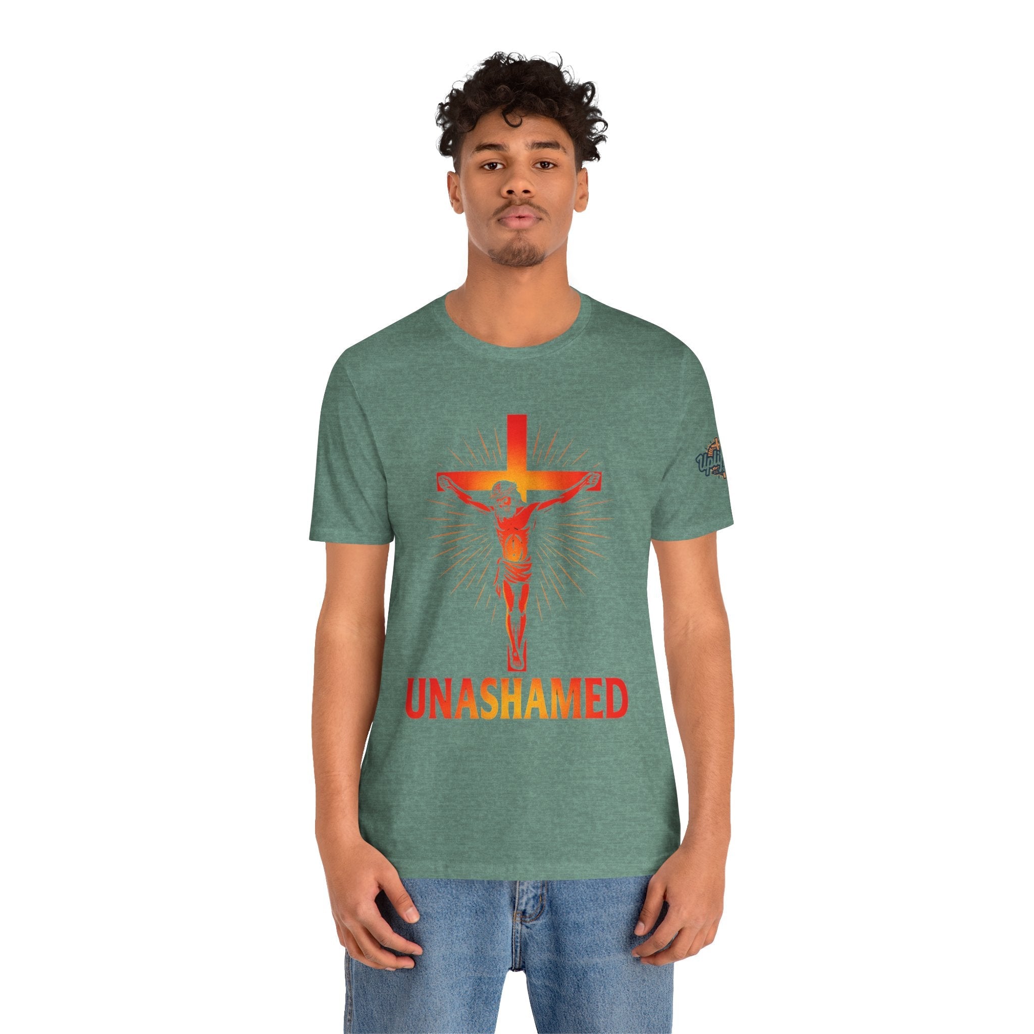 Unashamed T-shirt – Romans 1:16 Crucifixion Christian t-shirt for Bold Unwavering Faith Printify