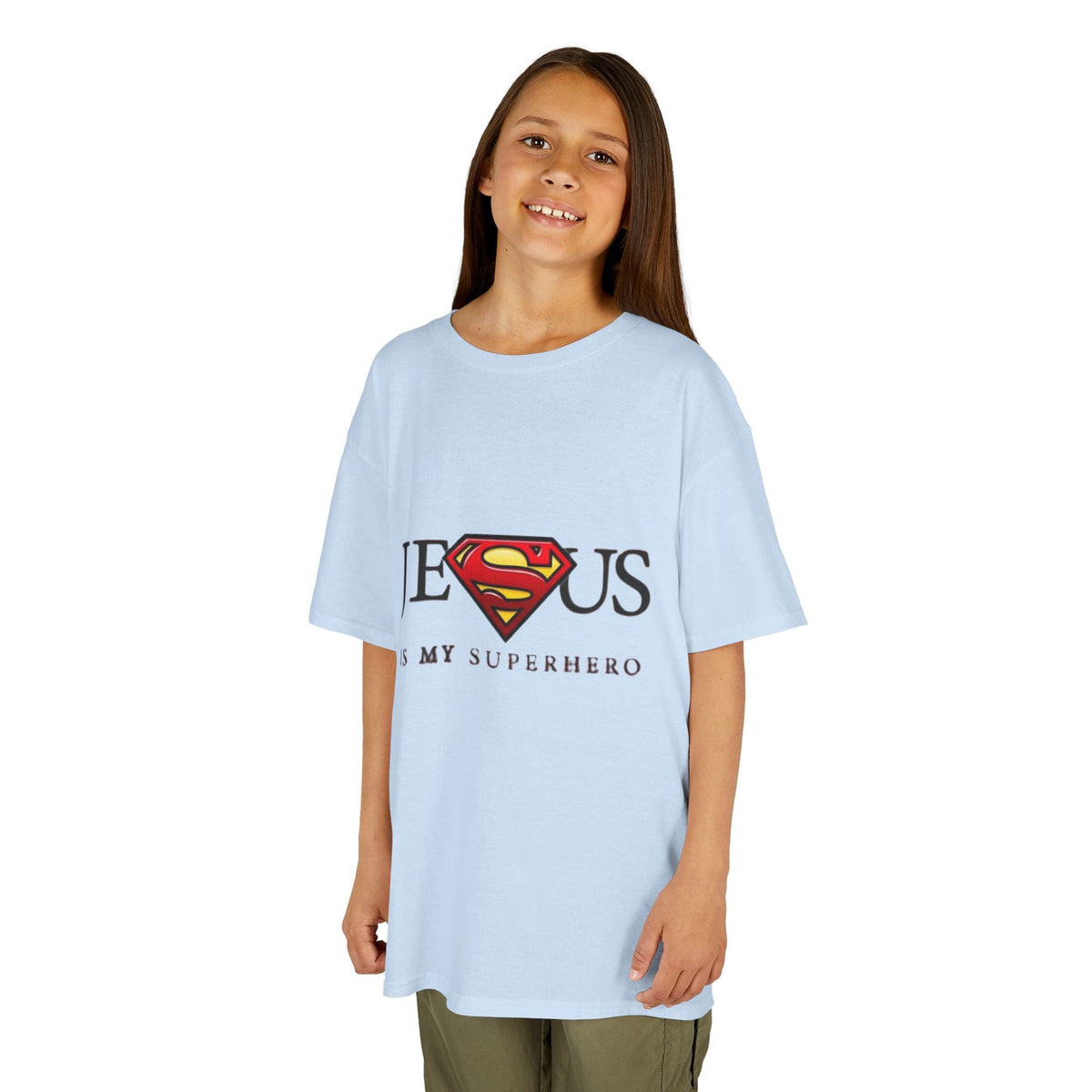 Jesus Is My Superhero T-Shirt — Faith-Based Superman-Inspired Tee Printify