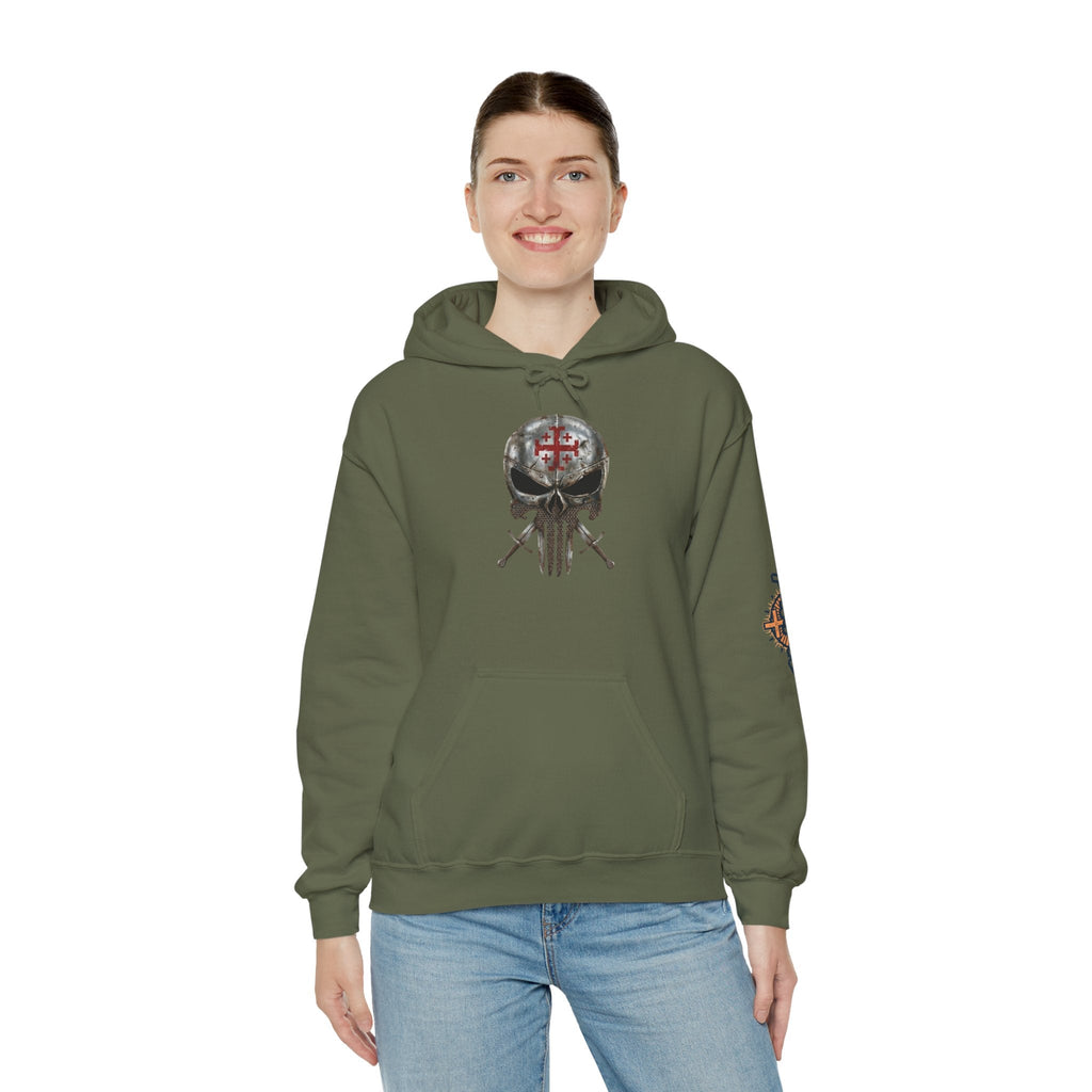 Crusader Knight Christian Skull Hoodie - Warrior Armor of God Hoodie Printify