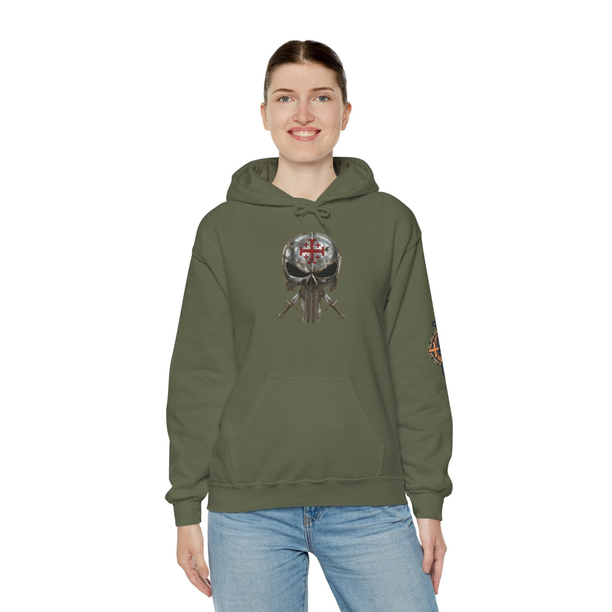 Crusader Knight Christian Skull Hoodie - Warrior Armor of God Hoodie Printify