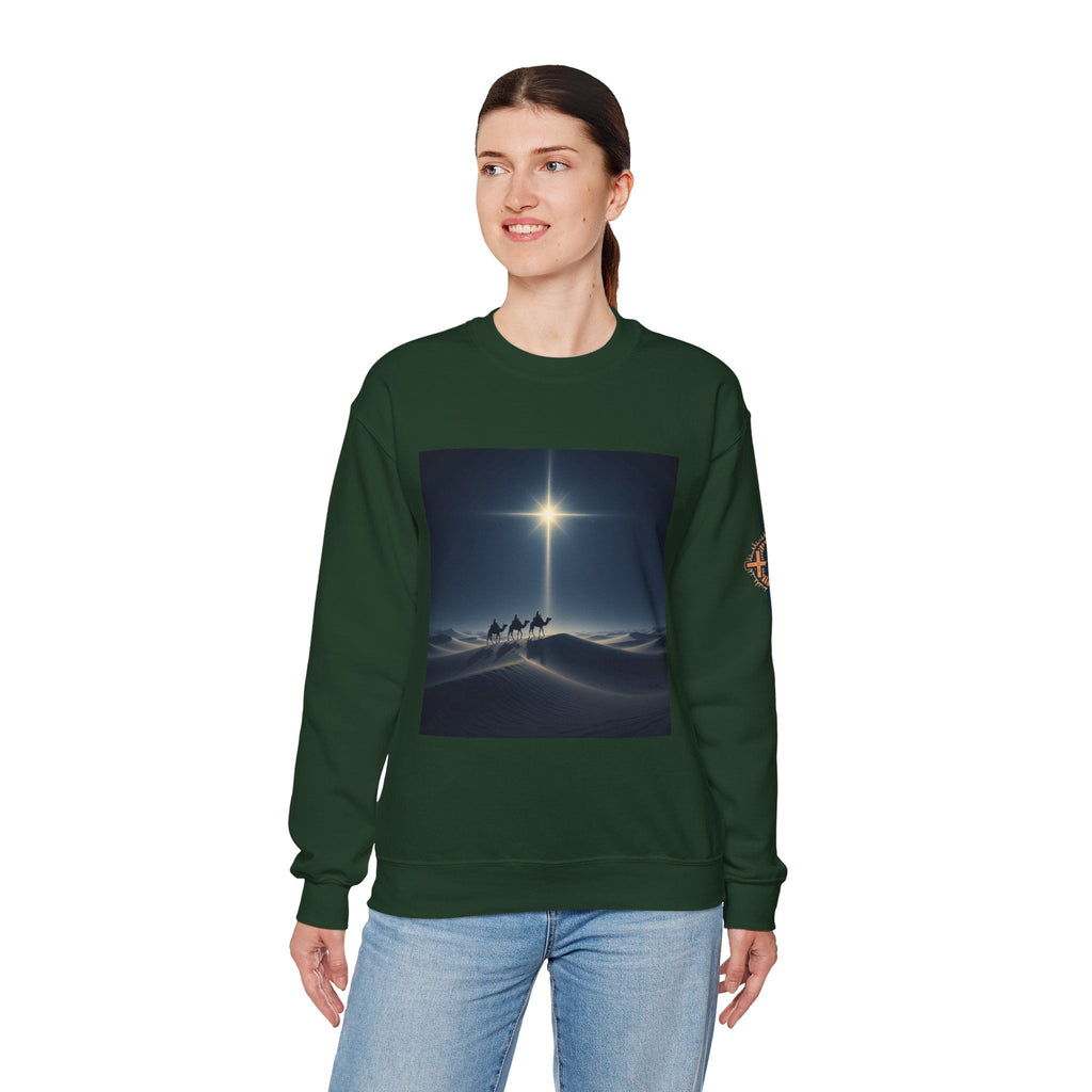 3 Wise Men Sweatshirt – Magi Camels Nativity Journey Christian Christmas Sweatshirt for Epiphany Faith & Holy Night Printify