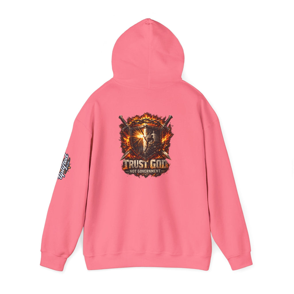Trust God Not Government Shield Hoodie — Patriotic Christian Faith Hoodie Printify