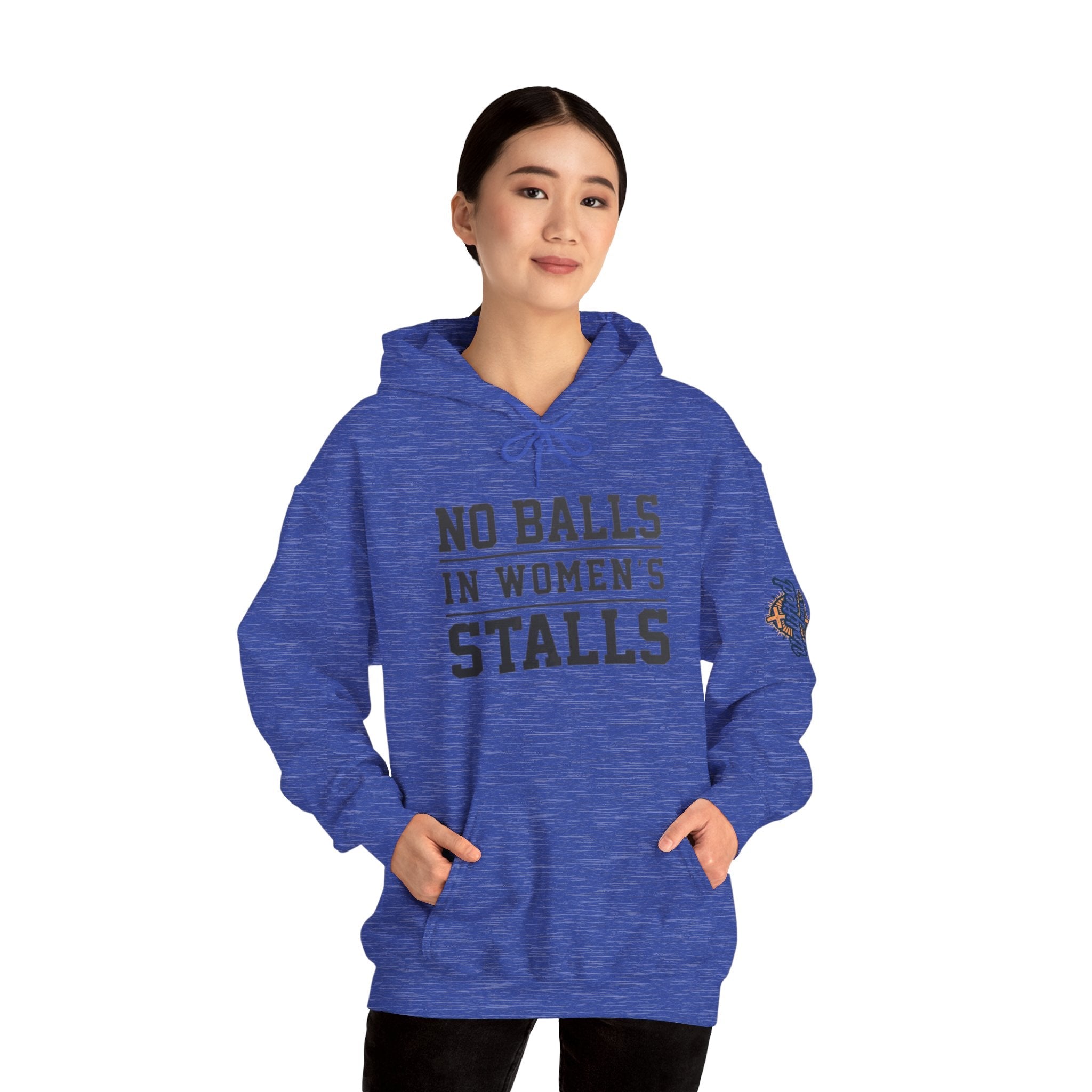 "No Balls in Women's Stalls" Statement Hoodie — Protest Sweatshirt Printify
