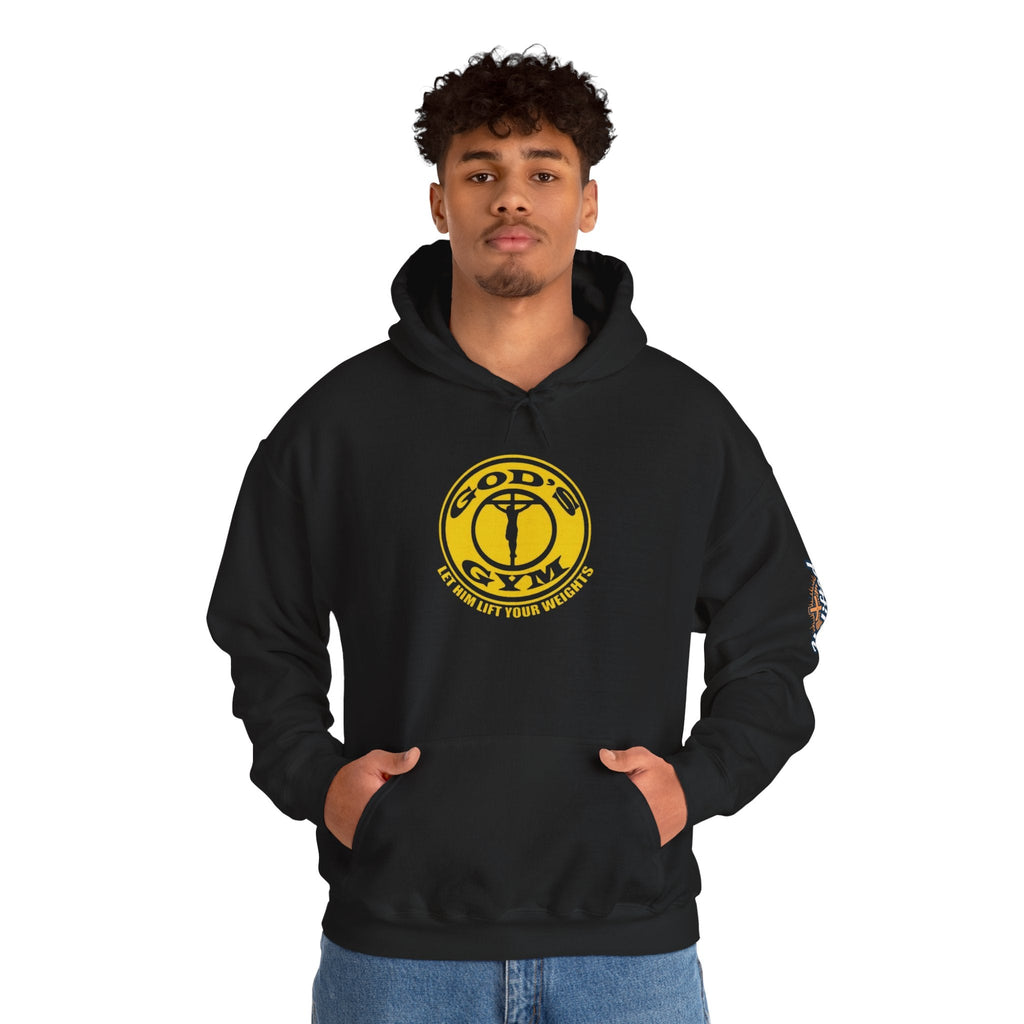 God's Gym Hoodie — "Let Him Lift Your Weights" Christian Fitness Hoodie Printify