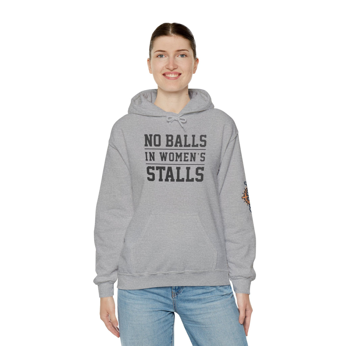 "No Balls in Women's Stalls" Statement Hoodie — Protest Sweatshirt Printify