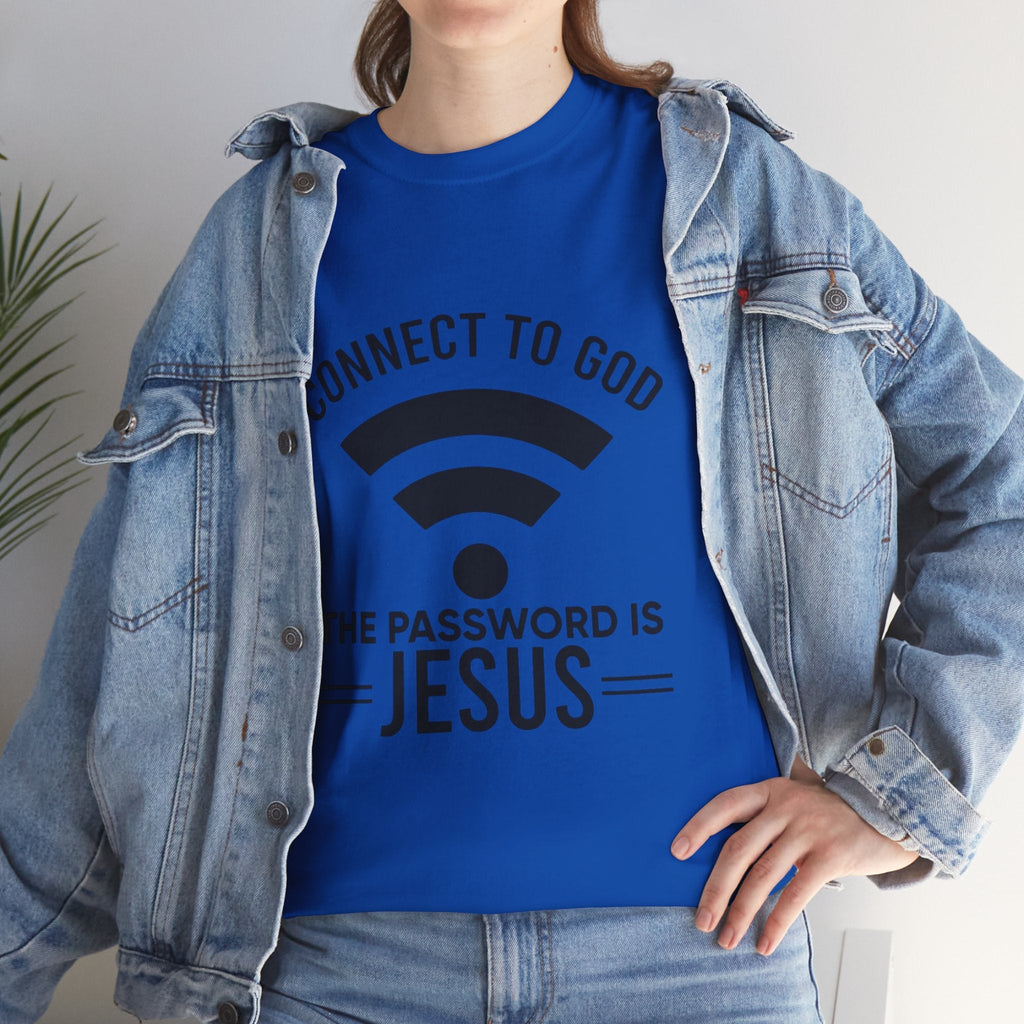 Connect to God T-shirt - WIFI Password is Jesus - Funny Christian Faith T-shirt Printify