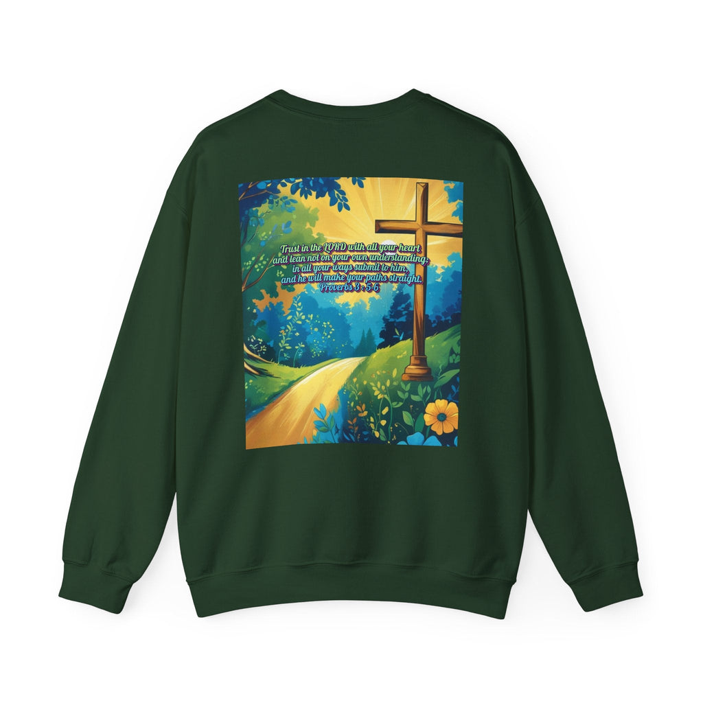 Trust in The Lord Proverbs 3:5-6 Biblical Design Crewneck Sweatshirt Printify