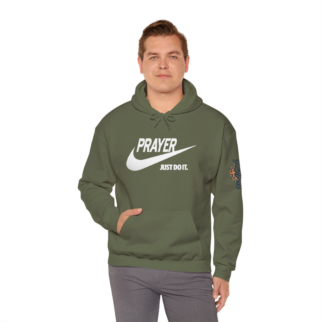 Prayer Just Do It Hoodie - Funny Christian Nike Parody Hoodie - Faith Gear Printify