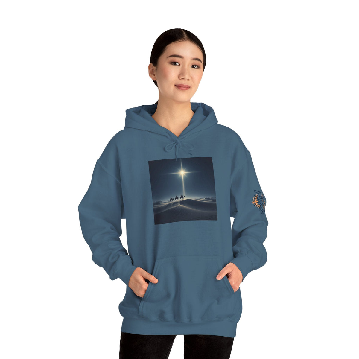 3 Wise Men Hoodie – Magi Camels Nativity Journey Christian Christmas Sweatshirt for Epiphany Faith & Holy Night Printify