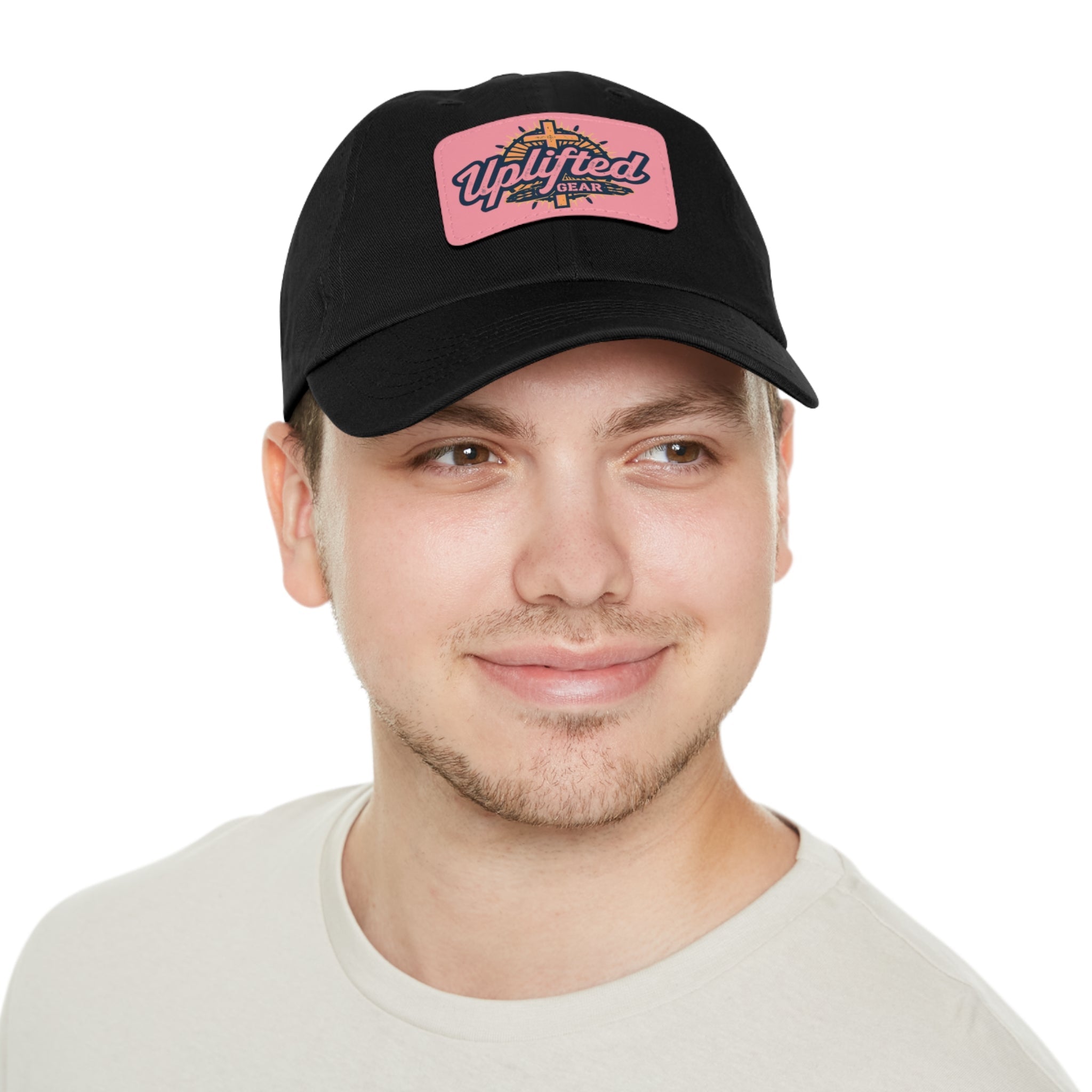 Uplifted Gear Leather Patch Dad Hat — Vintage Aviation Logo Cap Printify