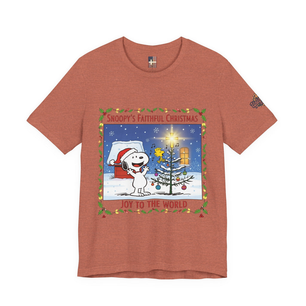 🎄 Faithful Christmas Friends – Christian Holiday T-Shirt | Festive Tree & Cartoon Duo | Heartwarming Christmas Tee by Uplifted Gear Printify