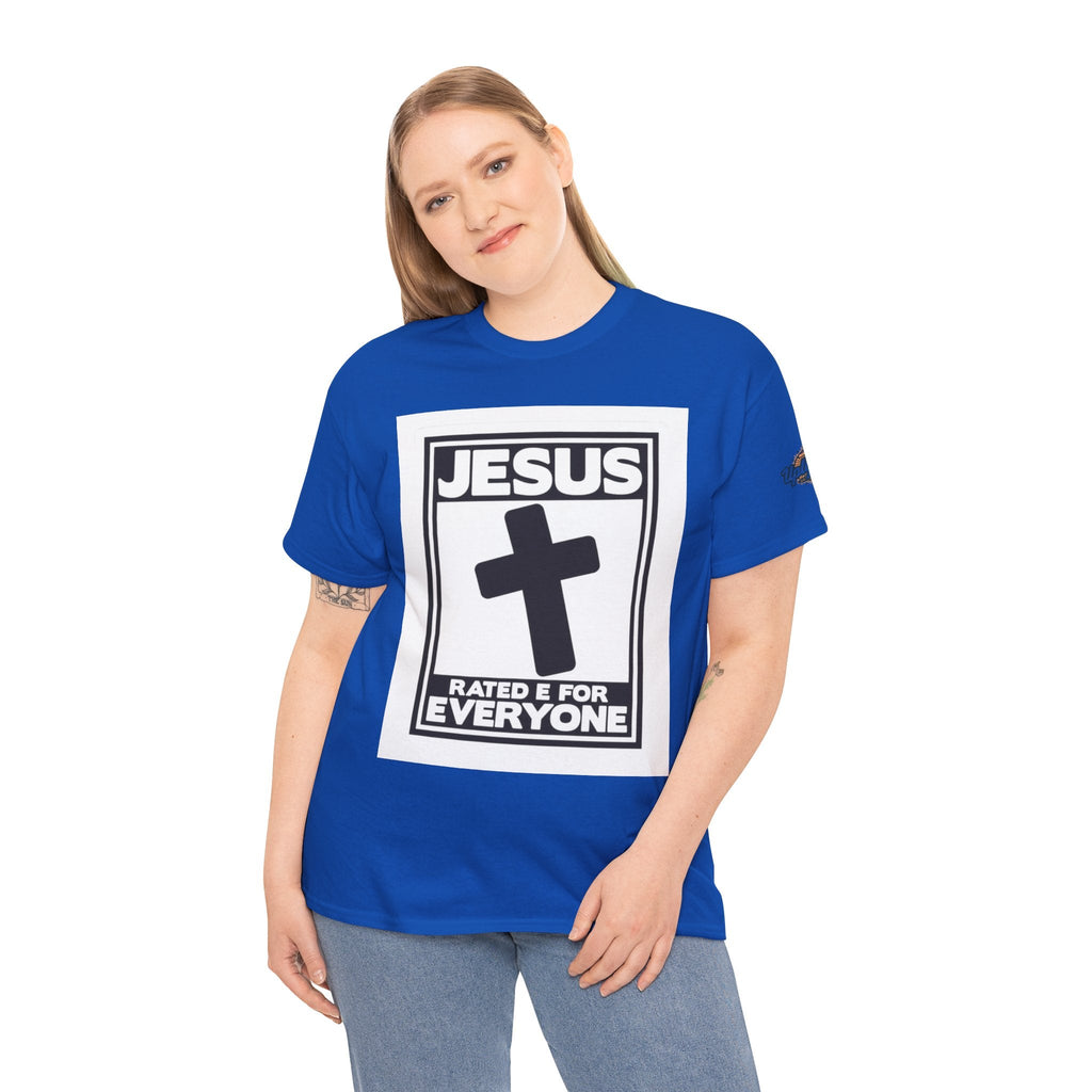 Jesus, Rated E for Everyone T-shirt - Gamer Faith T-shirt - Christian Video Game Parody Printify