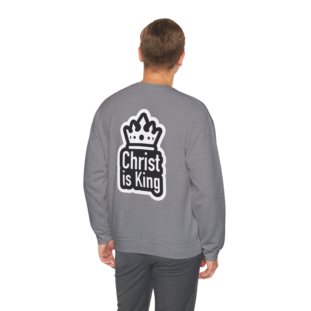 Christ is King Sweatshirt – Bold Crown & Cross Christian Hoodie for Unshakable Faith Printify