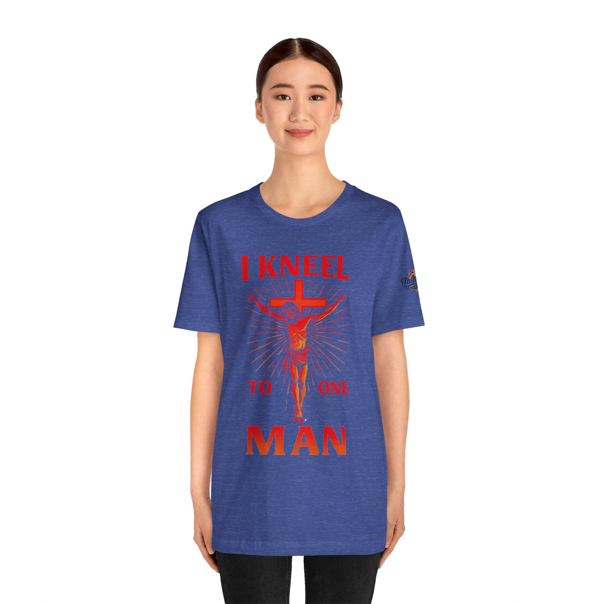 I Kneel to One Man T-shirt – Crucifixion Christian T-shirt for Unashamed Devotion & Bold Faith Printify
