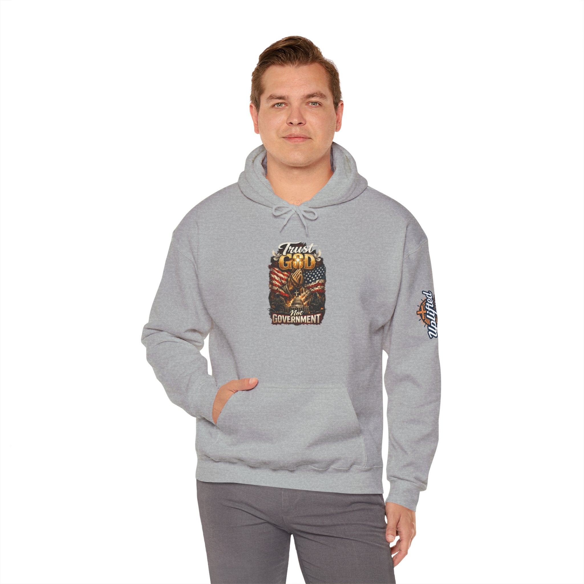 Trust God Not Government Hoodie — Vintage Patriotic Christian Hoodie Printify