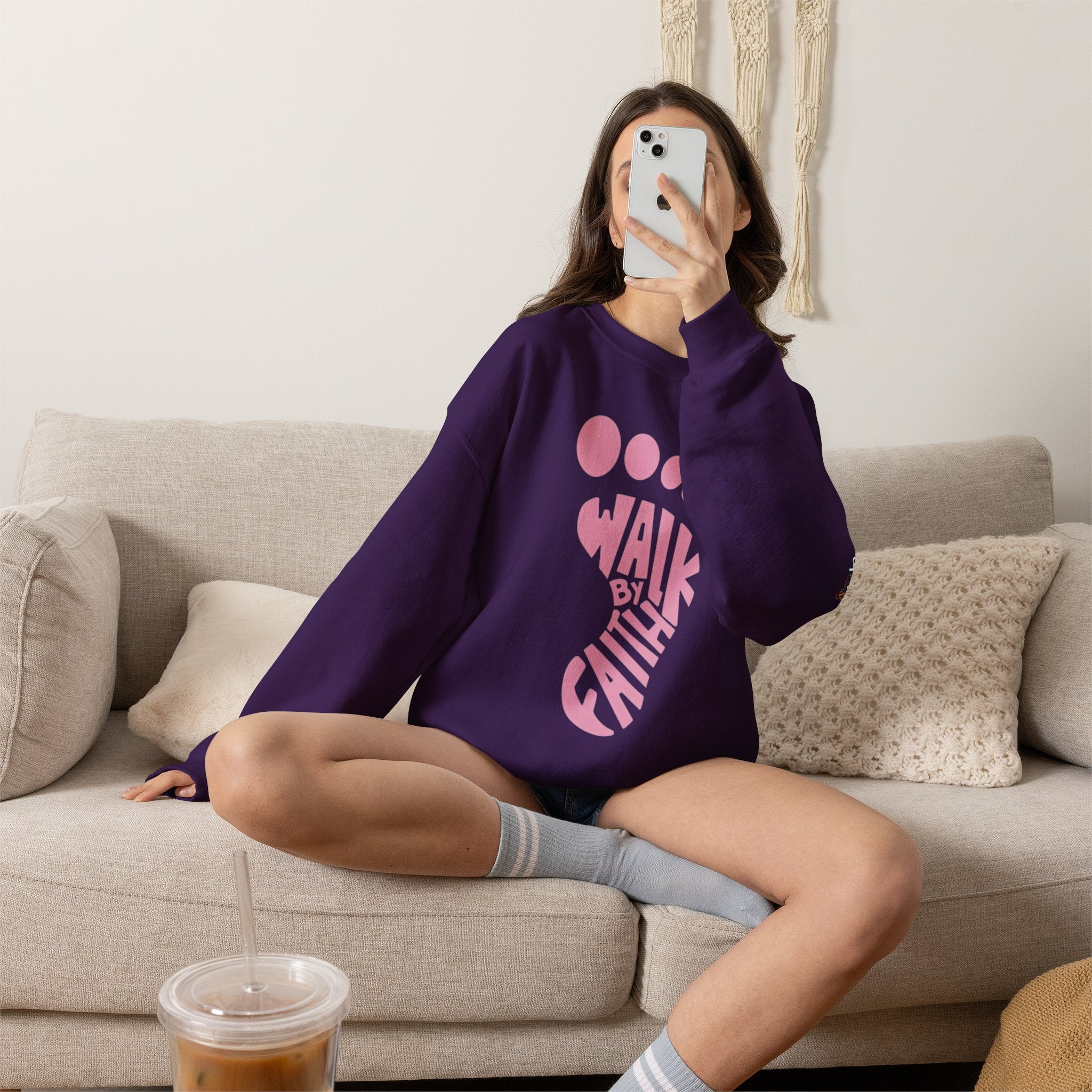 Walk By Faith Footprint Sweatshirt Printify