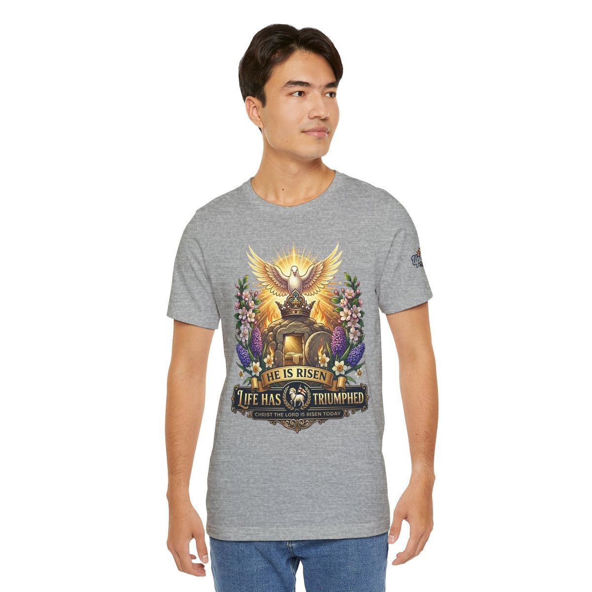 He Is Risen "Life Has Triumphed" T-Shirt — Easter Resurrection Christian Tee Printify
