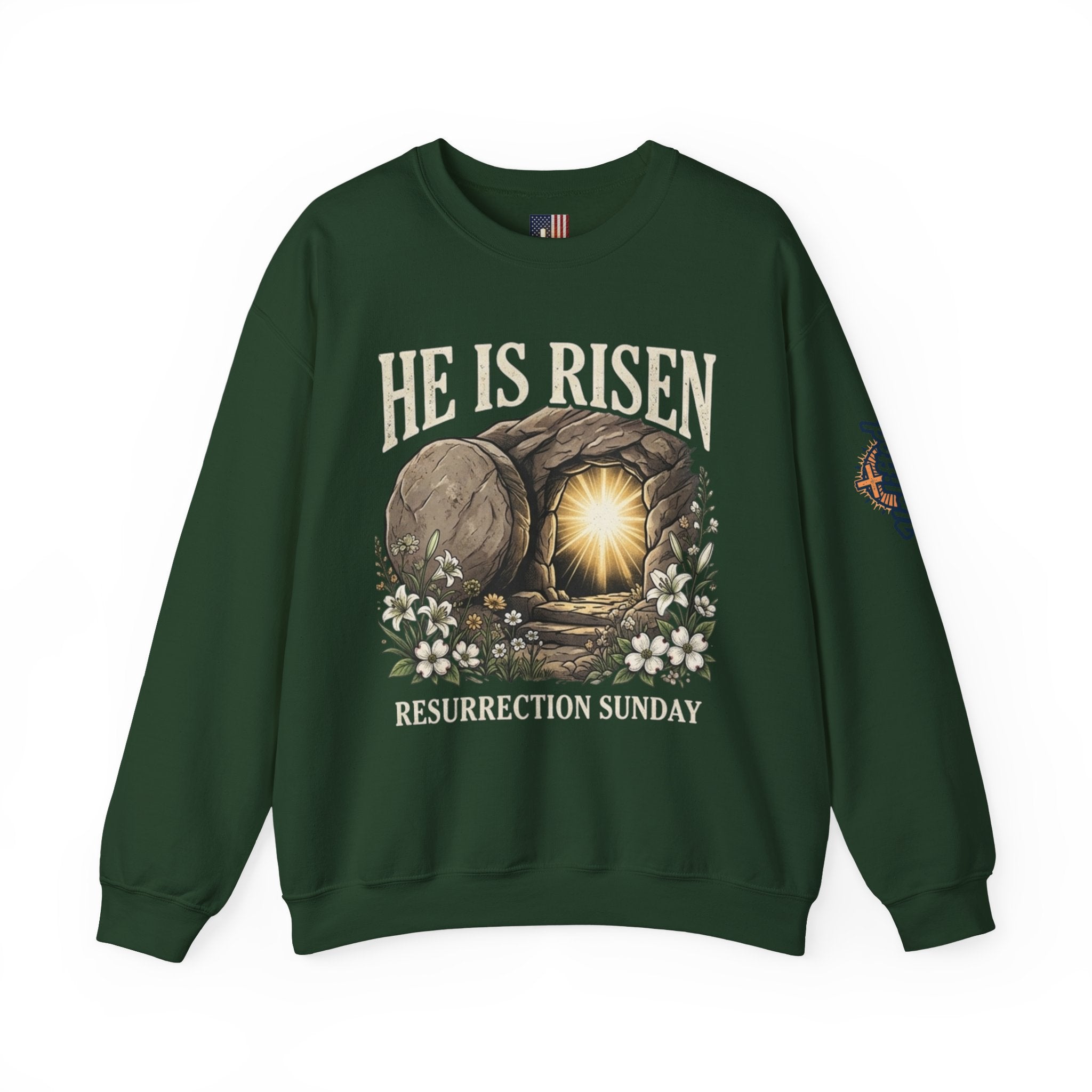 He Is Risen Sweatshirt — Jesus Christ Resurrection Easter Sweatshirt Printify