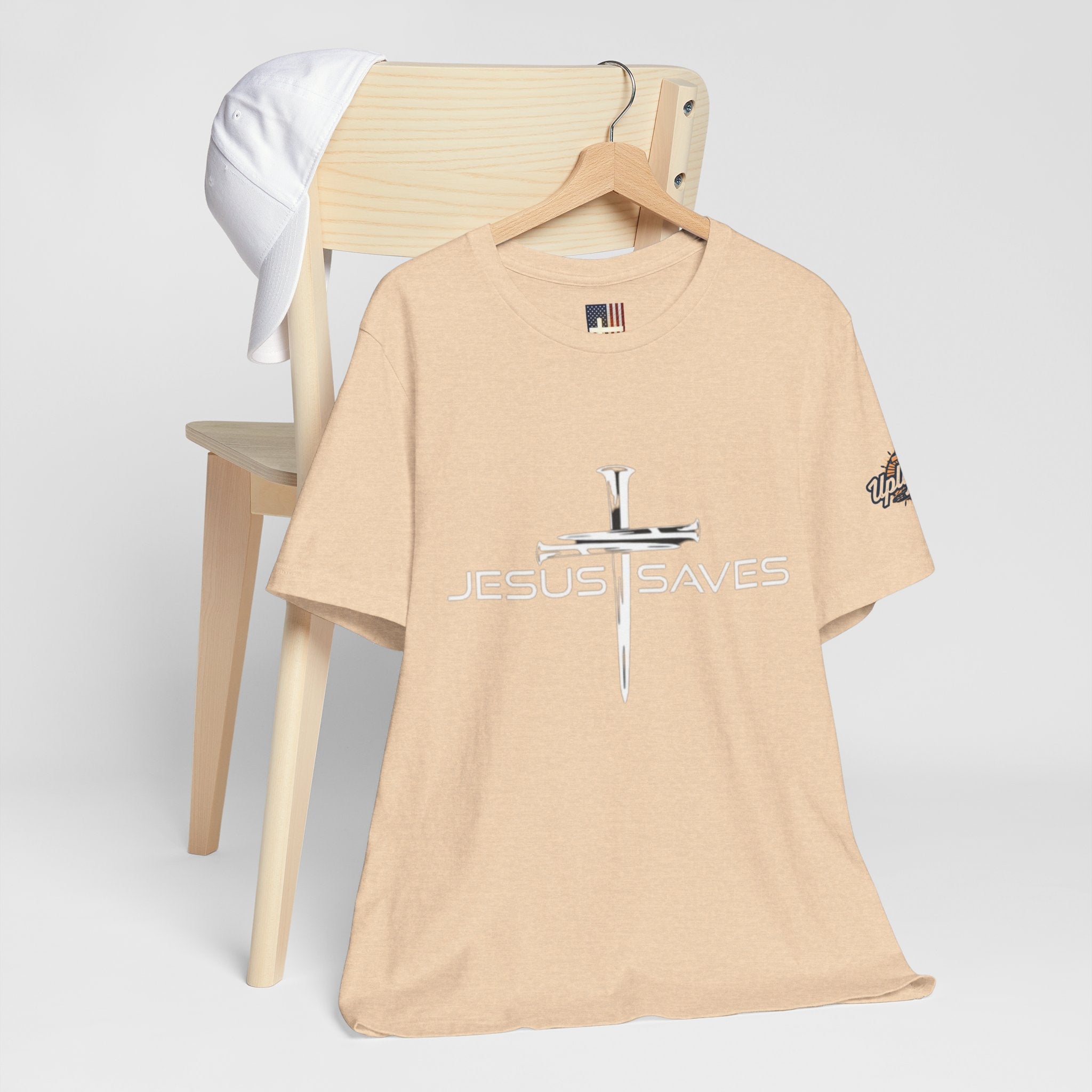 Jesus Saves T-shirt – 3 Nails Crucifix Cross Christian T-shirt for Redemption Faith & Bold Salvation Printify