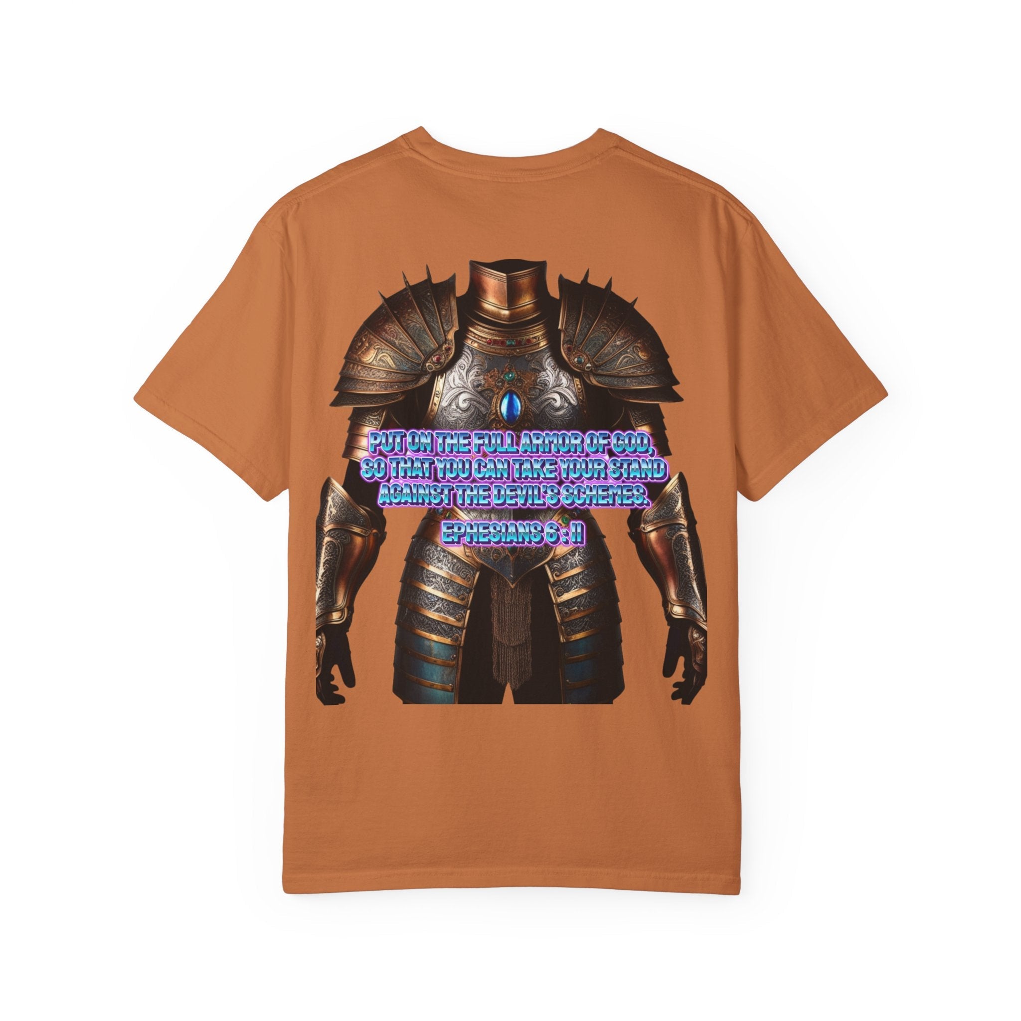 Religious Graphic Tee with Armor Of God Design - Unisex Garment-Dyed T-shirt Printify