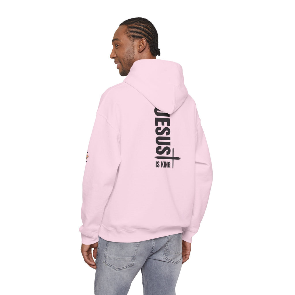 Jesus Is King Hoodie | Modern Typographic Cross Christian Hoodie Printify