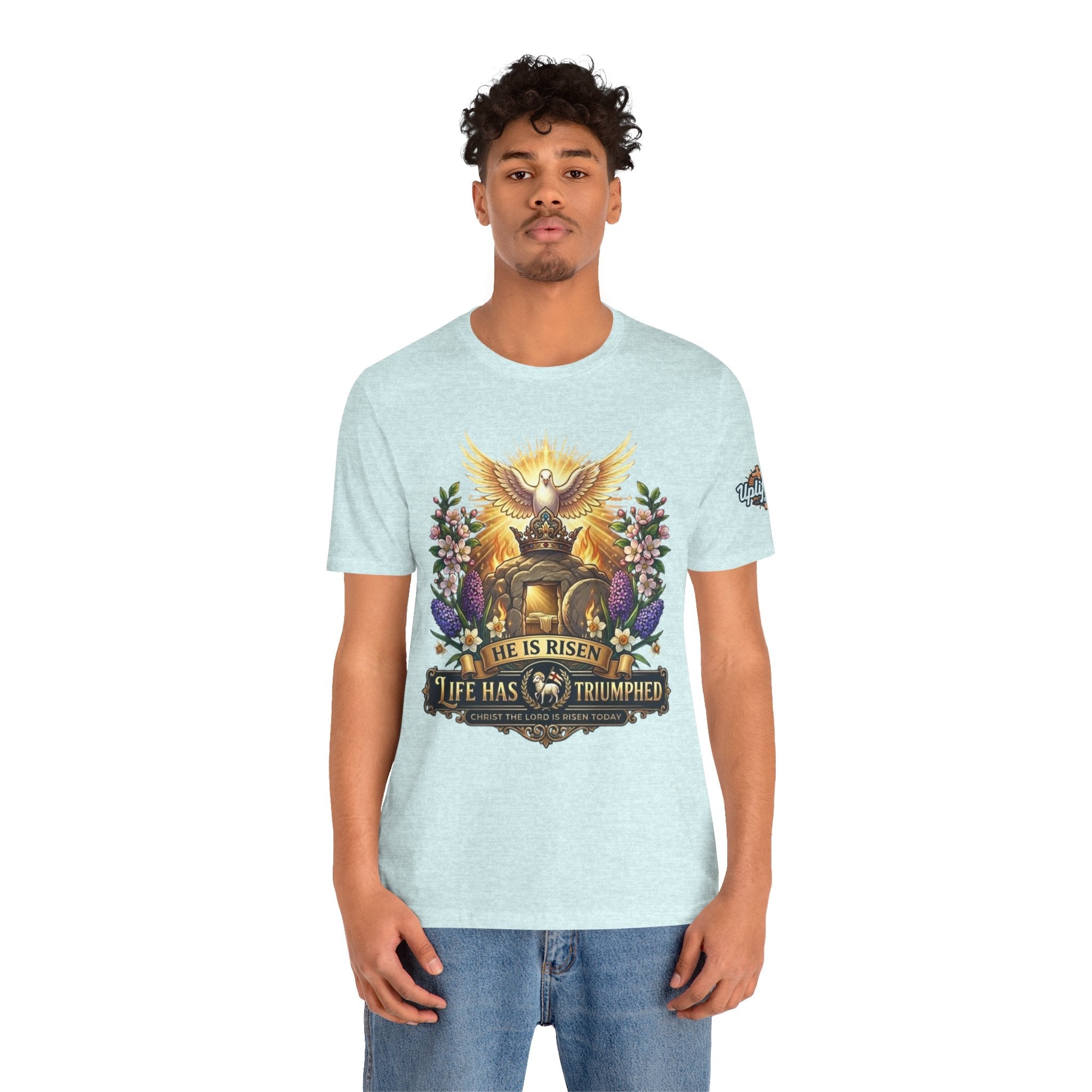 He Is Risen "Life Has Triumphed" T-Shirt — Easter Resurrection Christian Tee Printify