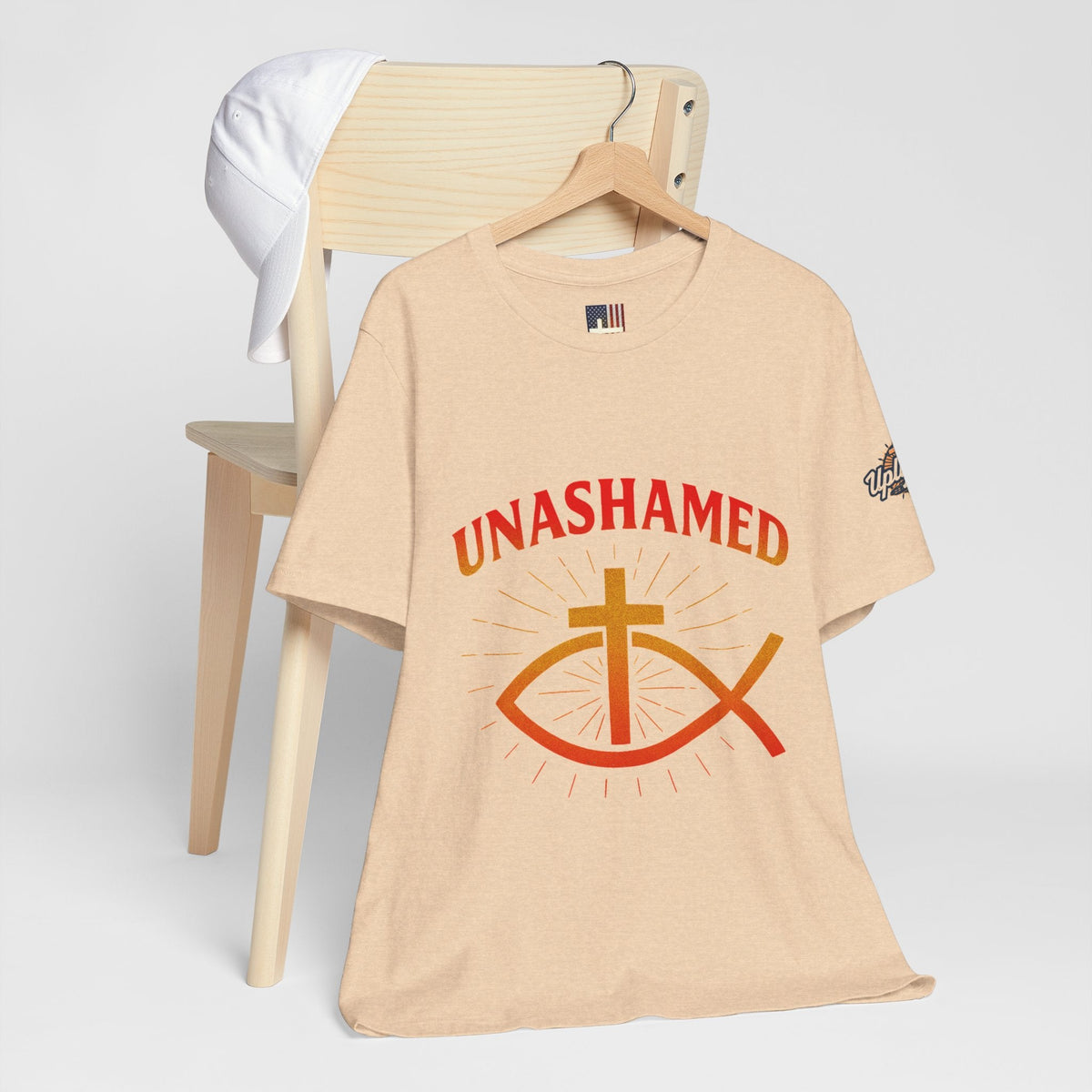 Unashamed T-shirt – Ichthys Jesus Fish & Cross Christian T-shirt for Romans 1:16 Bold Faith Printify