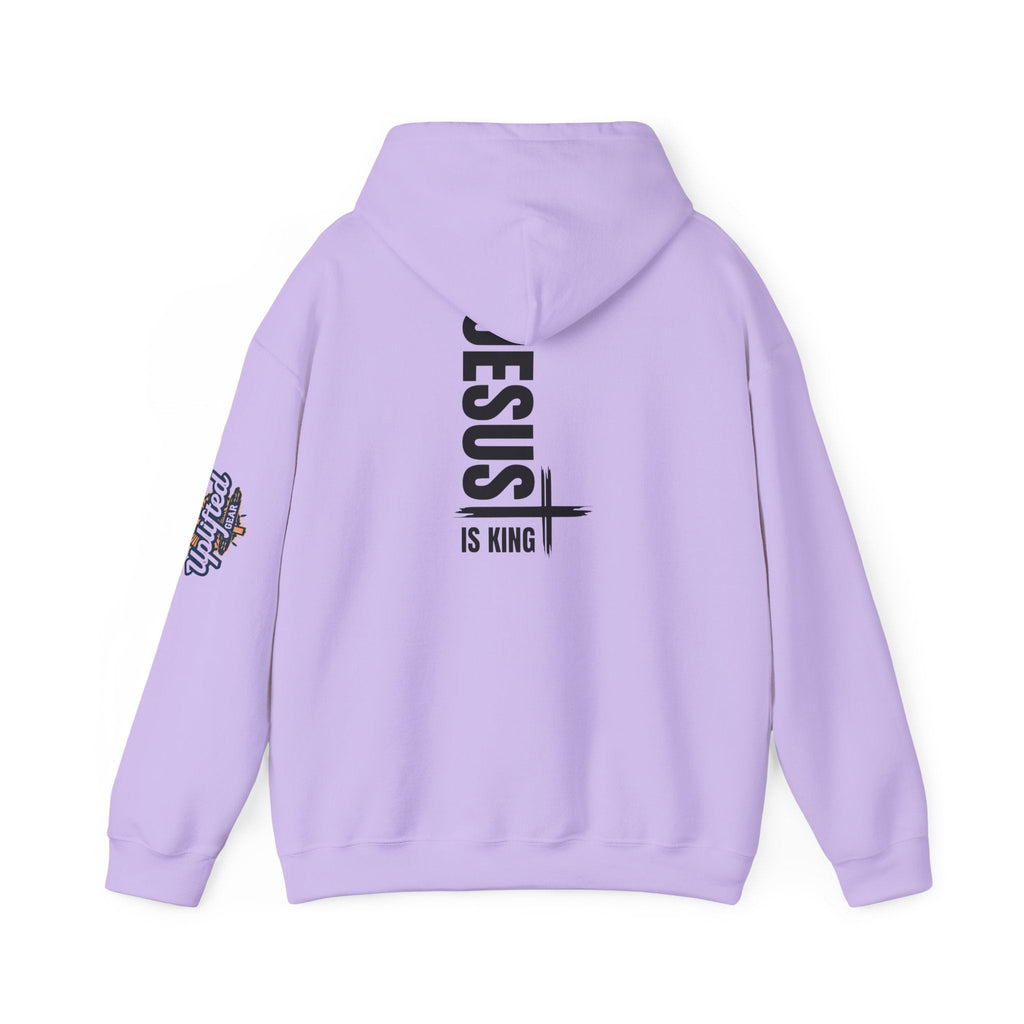 Jesus Is King Hoodie | Modern Typographic Cross Christian Hoodie Printify