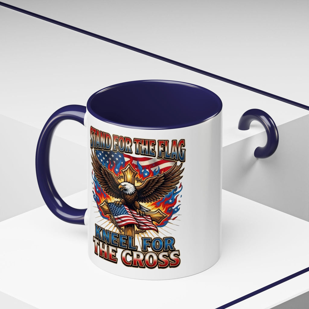 Patriotic Eagle Coffee Mug — "Stand for the Flag, Kneel for the Cross" (11/15oz) Printify