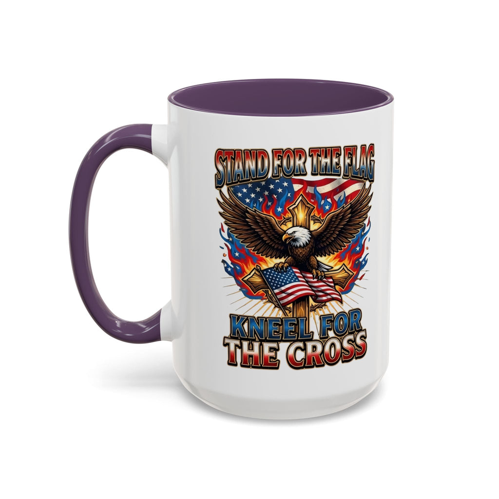 Patriotic Eagle Coffee Mug — "Stand for the Flag, Kneel for the Cross" (11/15oz) Printify