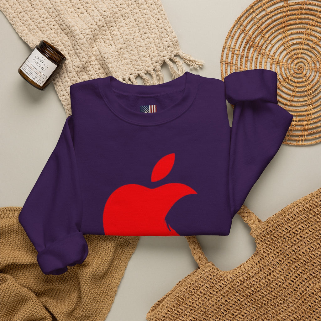 iPray Apple Logo Sweatshirt — Funny Christian Sweatshirt (Minimal Red Apple Graphic) Printify