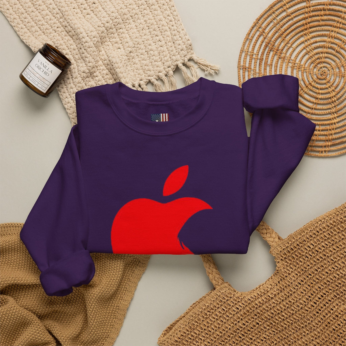 iPray Apple Logo Sweatshirt — Funny Christian Sweatshirt (Minimal Red Apple Graphic) Printify