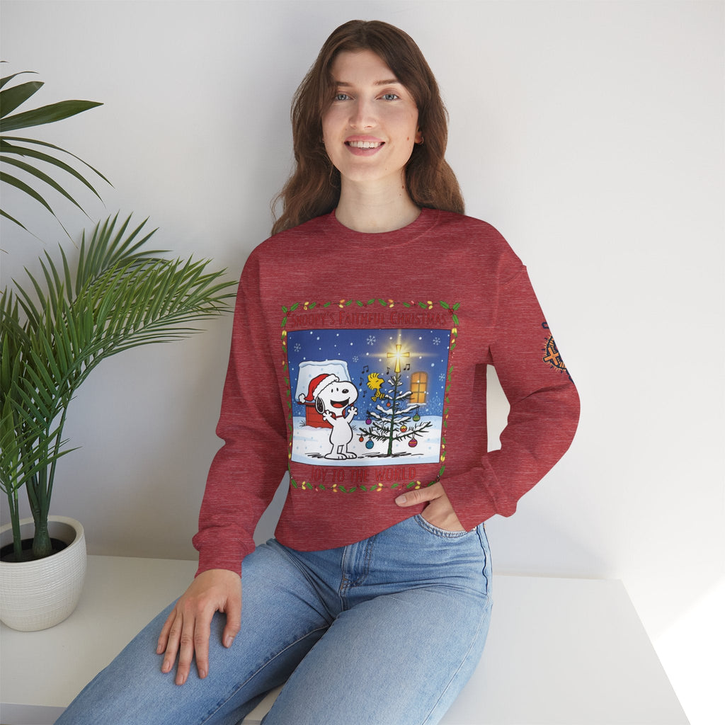 🎄 Faithful Christmas Friends – Christian Holiday Sweatshirt | Festive Tree & Cartoon Duo | Heartwarming Christmas Tee by Uplifted Gear Printify