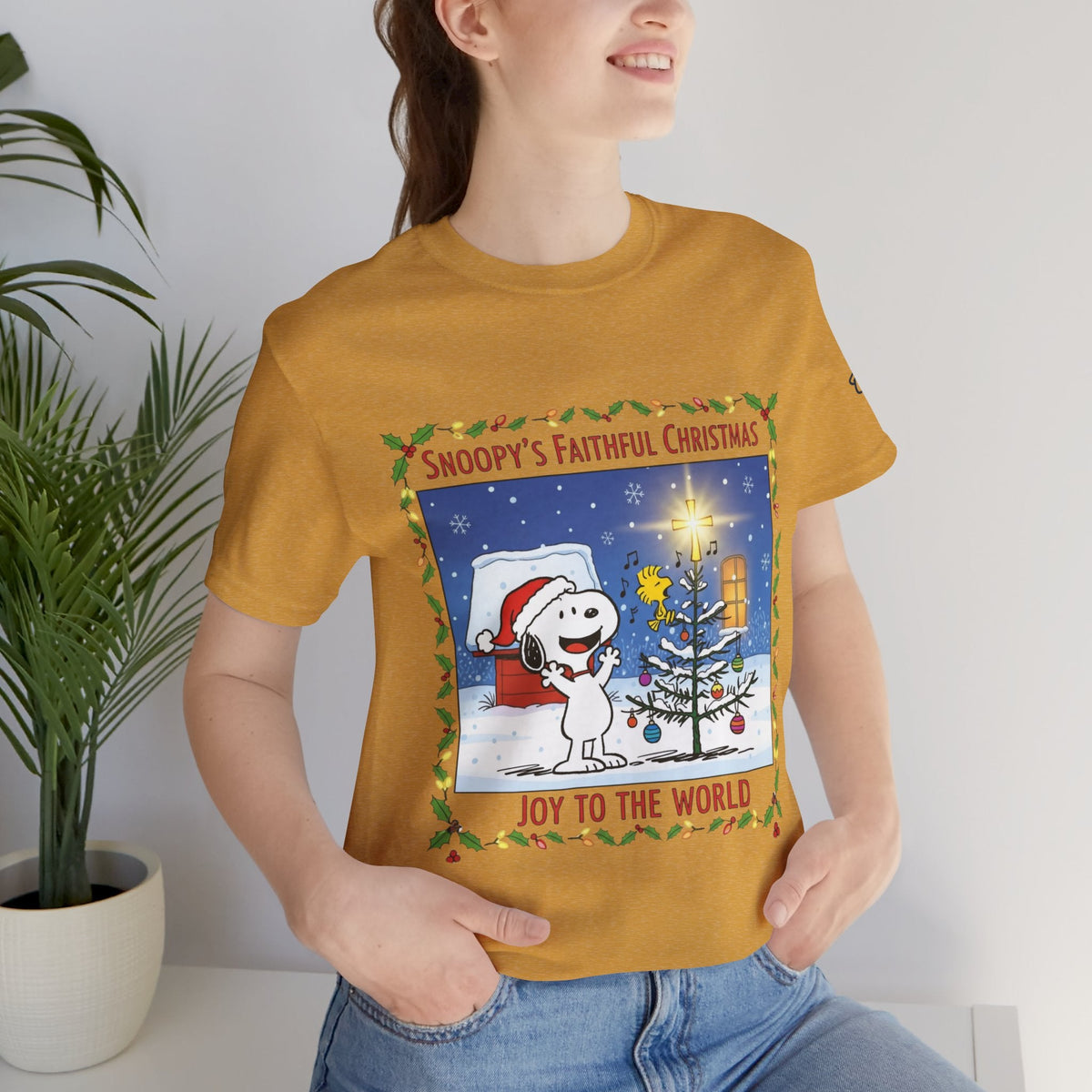 🎄 Faithful Christmas Friends – Christian Holiday T-Shirt | Festive Tree & Cartoon Duo | Heartwarming Christmas Tee by Uplifted Gear Printify