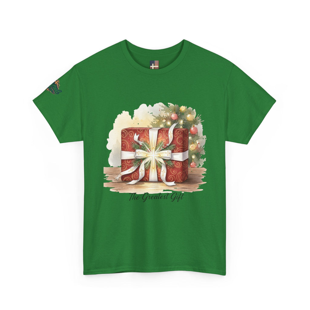 The Greatest Gift T-shirt – Cross Bow Present Christian T-shirt for Christmas Salvation & Eternal Faith Printify