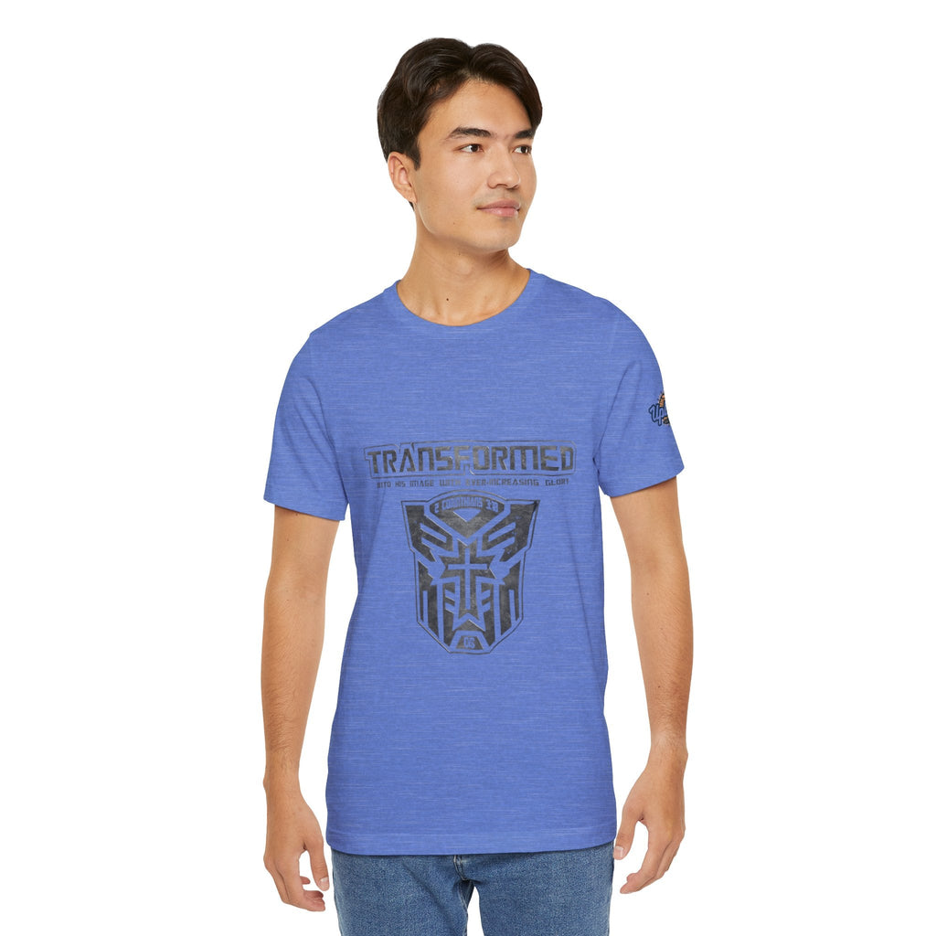 Transformer Logo Christian T-shirt | 2 Corinthians 3:18 Bible Verse T-shirt Printify