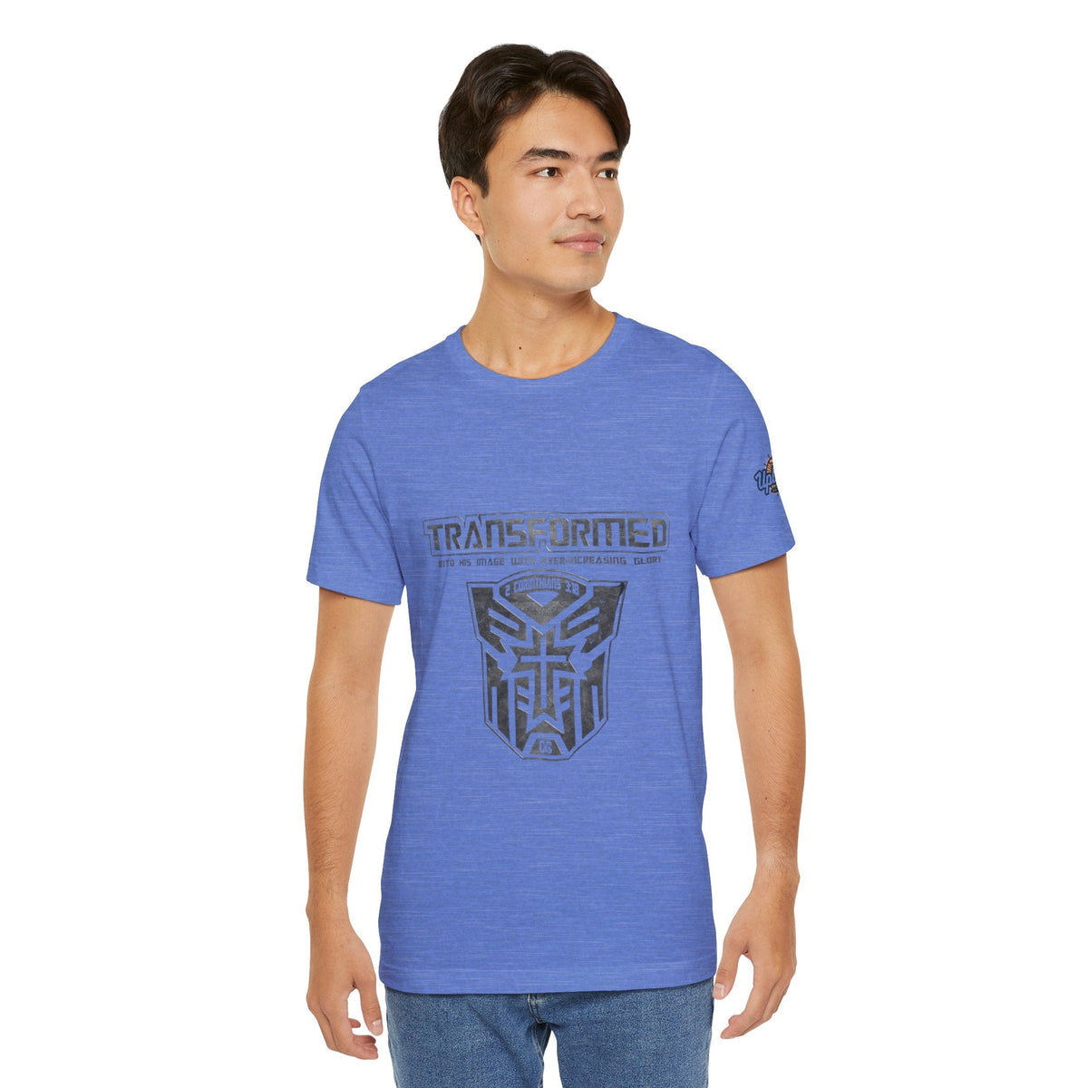 Transformer Logo Christian T-shirt | 2 Corinthians 3:18 Bible Verse T-shirt Printify