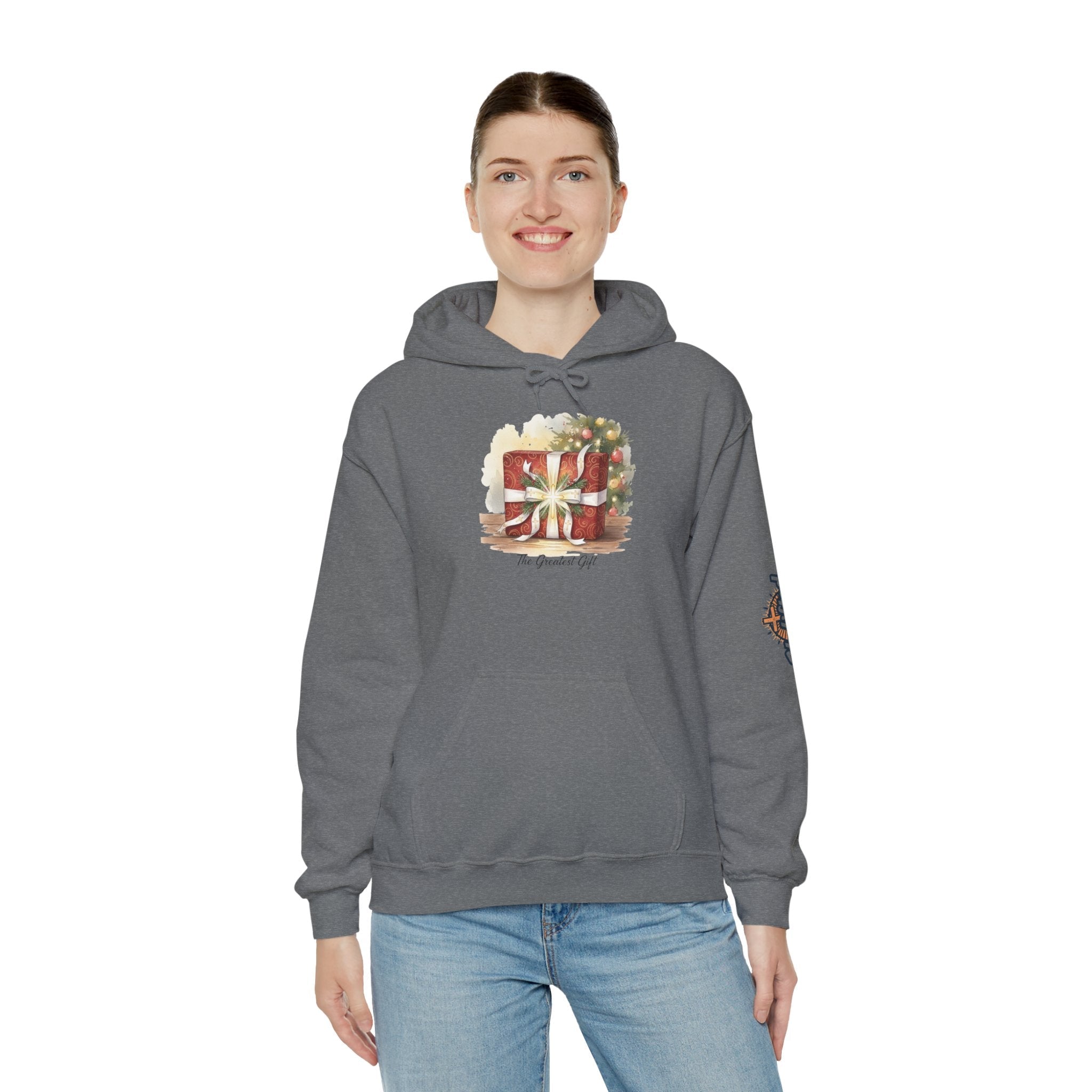 The Greatest Gift Hoodie – Cross Bow Present Christian Hoodie for Christmas Salvation & Eternal Faith Printify