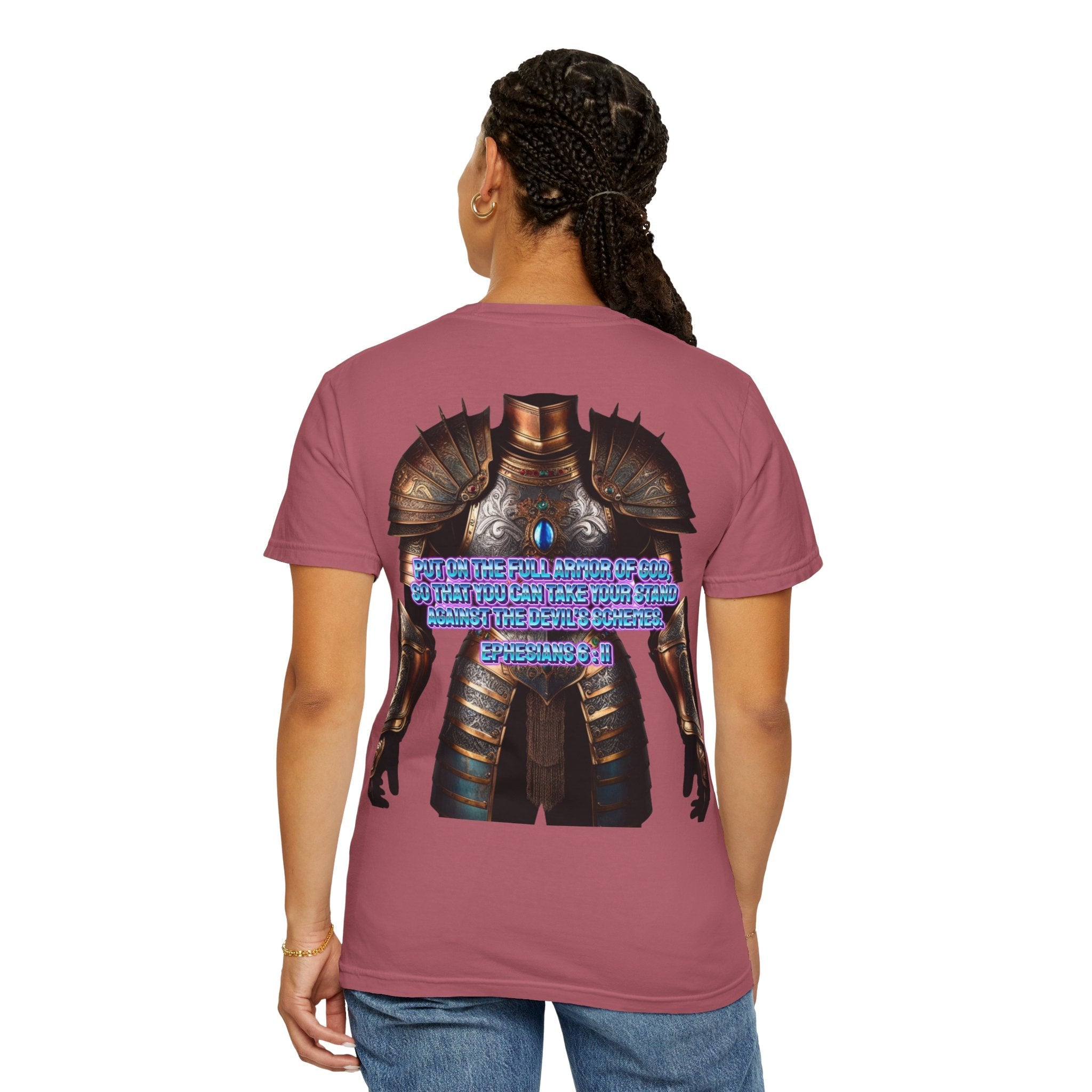 Religious Graphic Tee with Armor Of God Design - Unisex Garment-Dyed T-shirt Printify