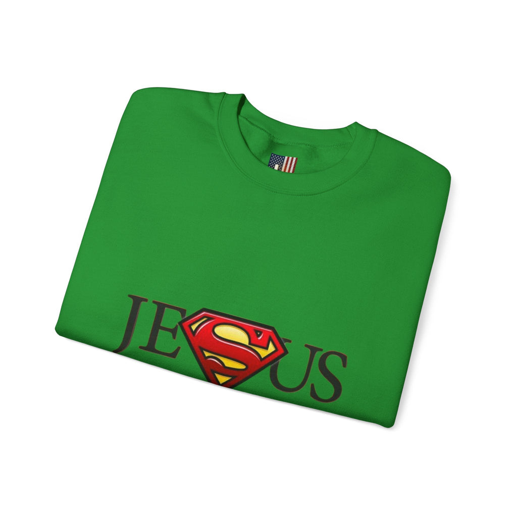 Jesus Is My Superhero Crewneck Sweatshirt Printify