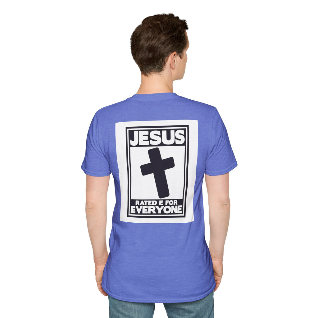 Jesus, Rated E for Everyone T-shirt - Gamer Faith T-shirt - Christian Video Game Parody Printify