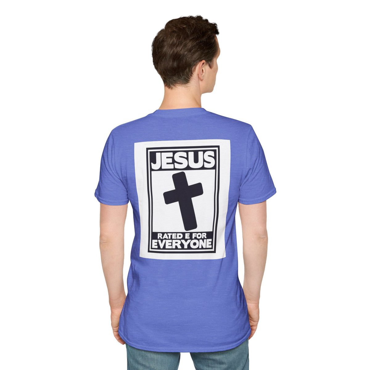 Jesus, Rated E for Everyone T-shirt - Gamer Faith T-shirt - Christian Video Game Parody Printify