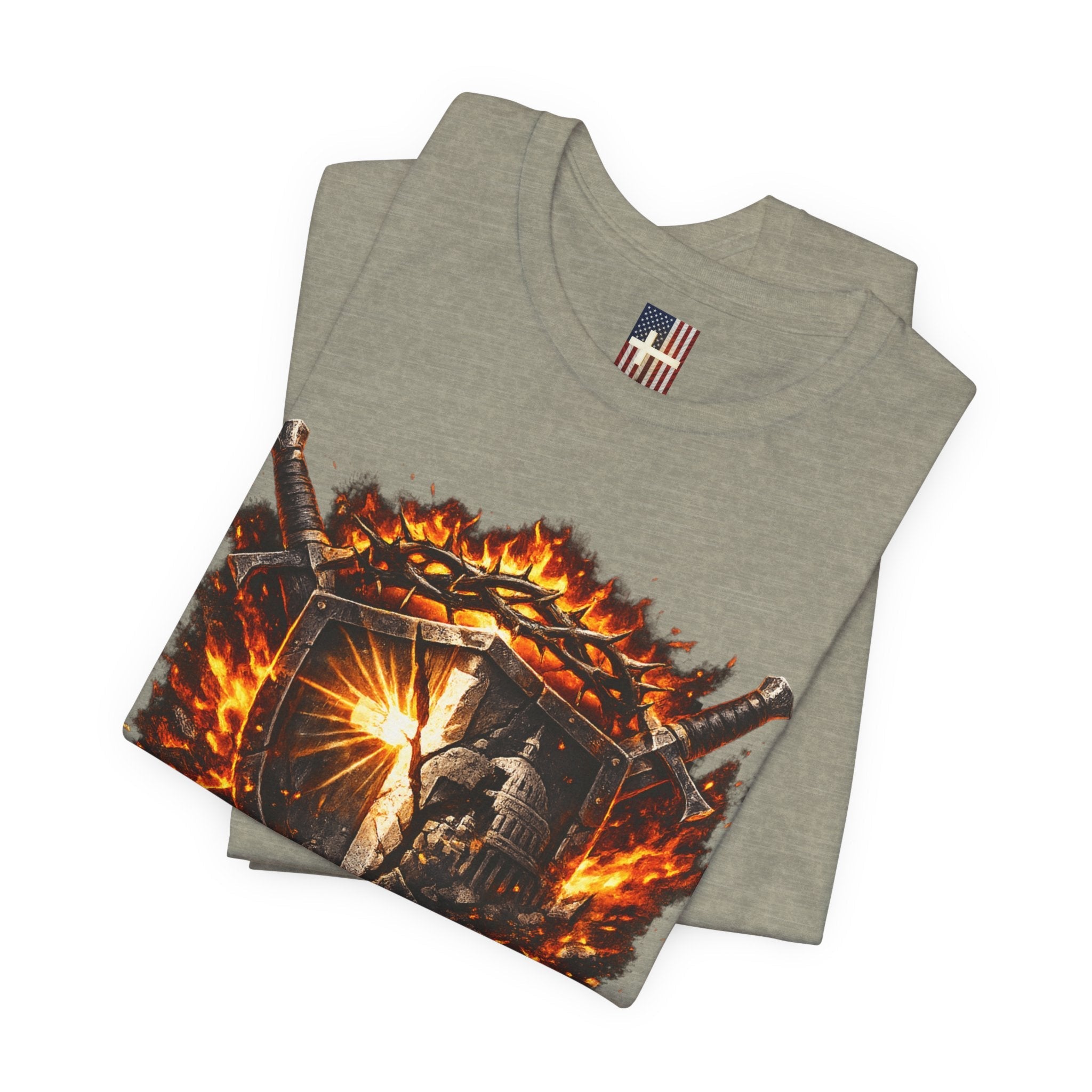Trust God Not Government Shield Tee — Patriotic Christian Faith T-Shirt Printify