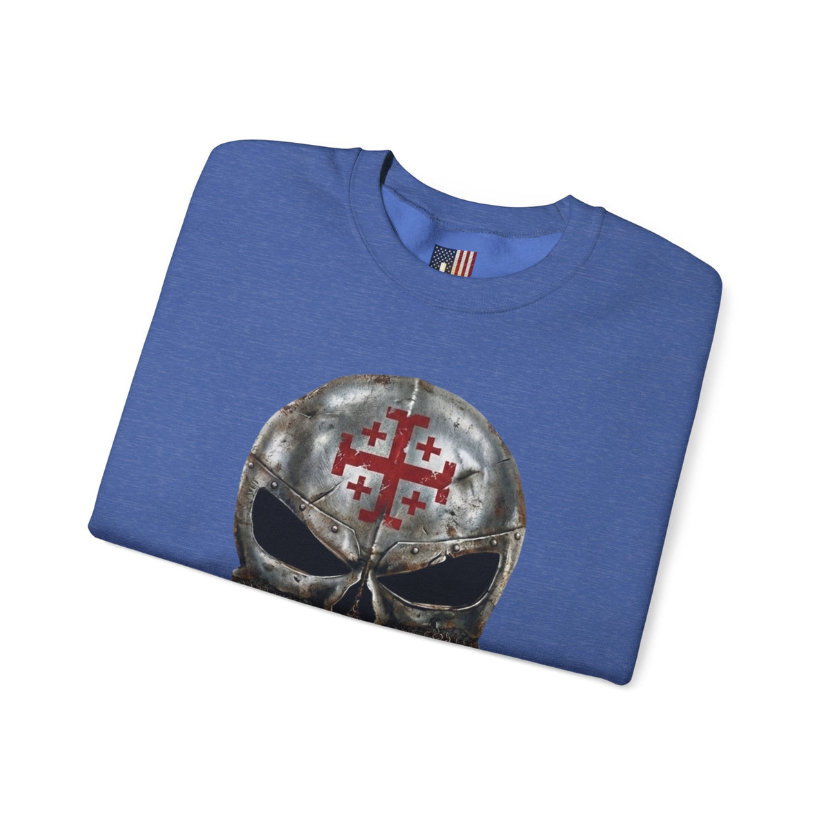 Crusader Knight Christian Skull Sweatshirt - Warrior Armor of God Sweatshirt Printify