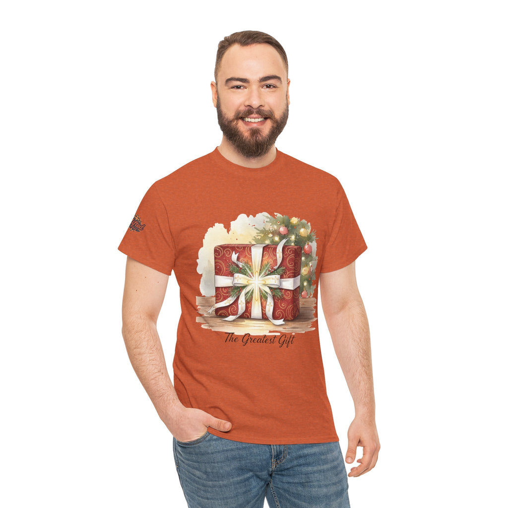 The Greatest Gift T-shirt – Cross Bow Present Christian T-shirt for Christmas Salvation & Eternal Faith Printify